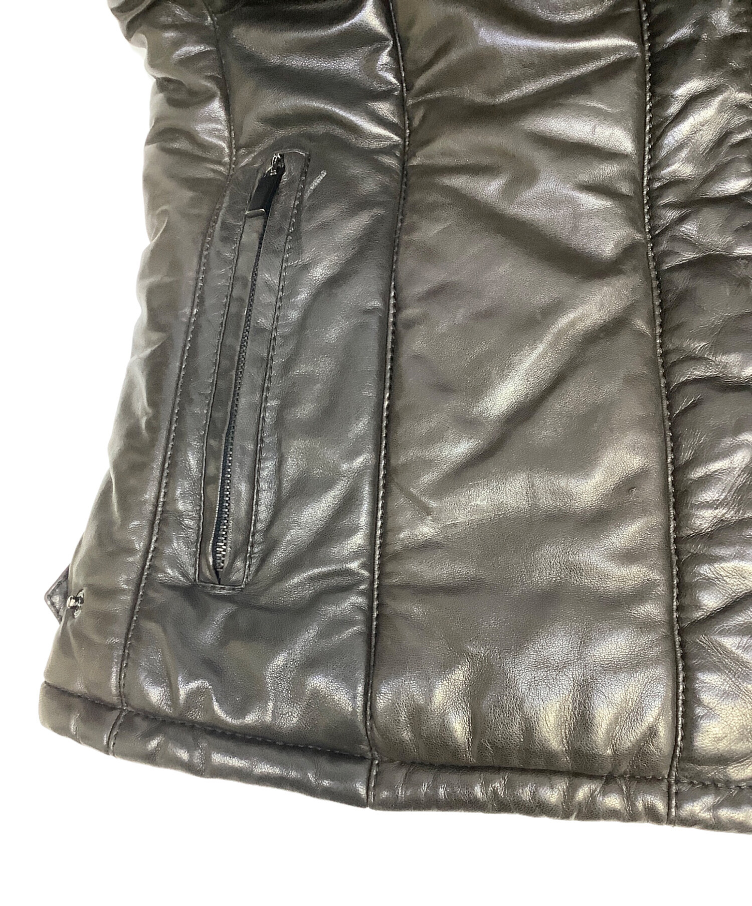 中古・古着通販】GUCCI (グッチ) レザーベスト ブラウン サイズ:46