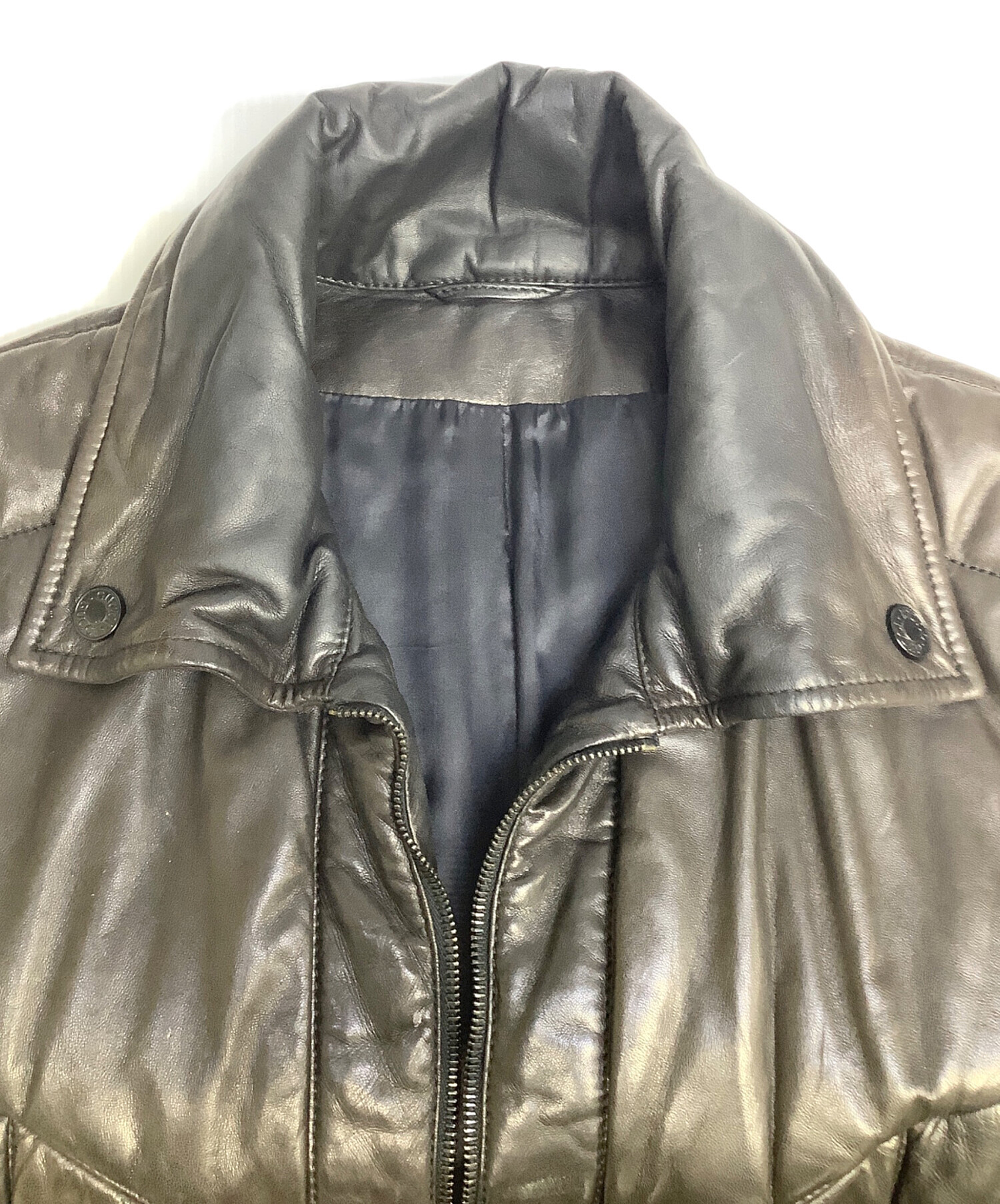 中古・古着通販】GUCCI (グッチ) レザーベスト ブラウン サイズ:46