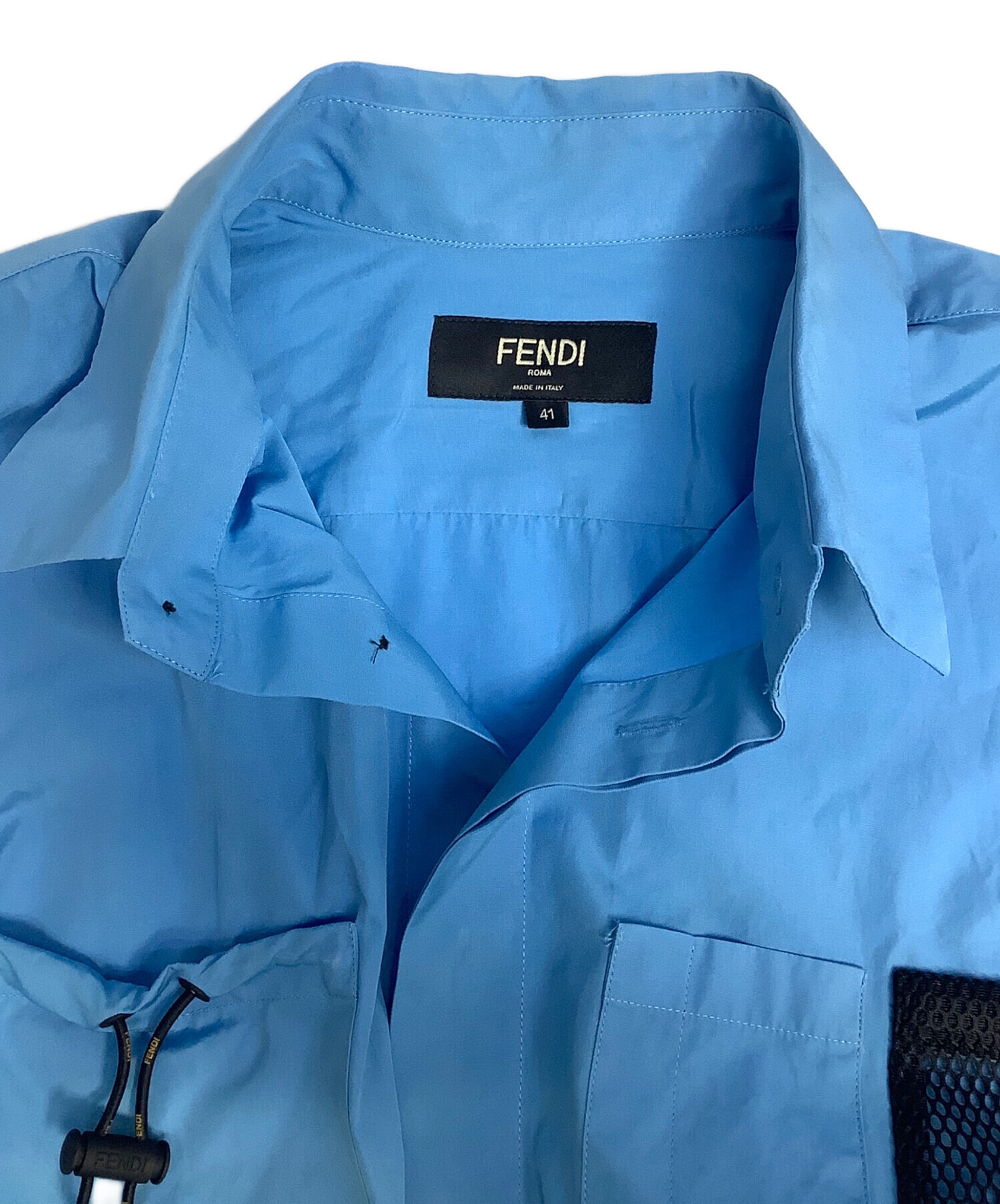 新品未使用 フェンディ FENDI ブルーコットン シャツ 半袖 L Tシャツ 中古・古着通販】FENDI (フェンディ) 半袖シャツ ブルー サイズ:41