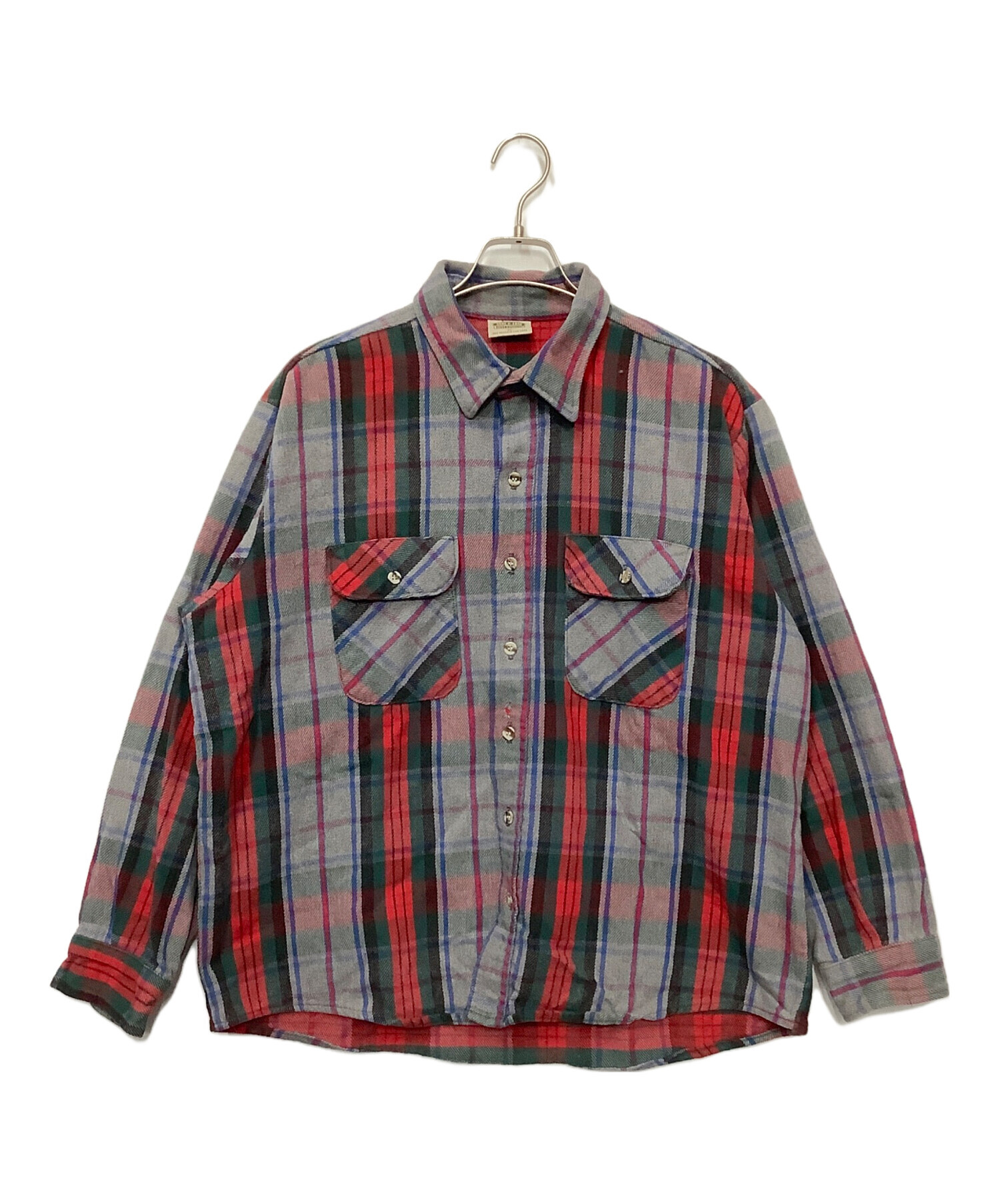 FIVE BROTHER 長袖ネルシャツ レッド/グレー 中古・古着通販】FIVE BROTHER (ファイブブラザー) 長袖シャツ グレー