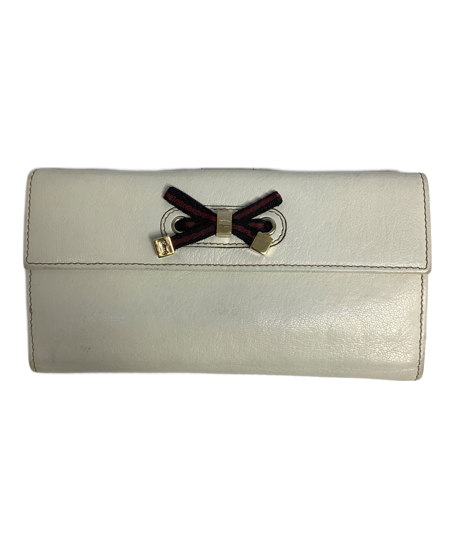 中古・古着通販】GUCCI (グッチ) プリンシーリボン長財布 ホワイト 