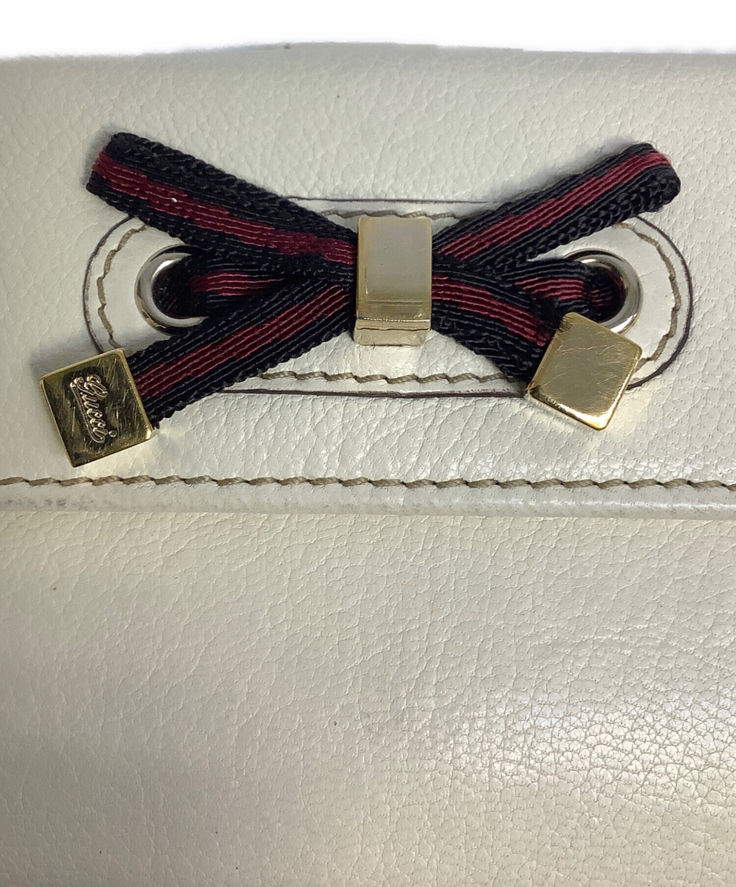 中古・古着通販】GUCCI (グッチ) プリンシーリボン長財布 ホワイト 