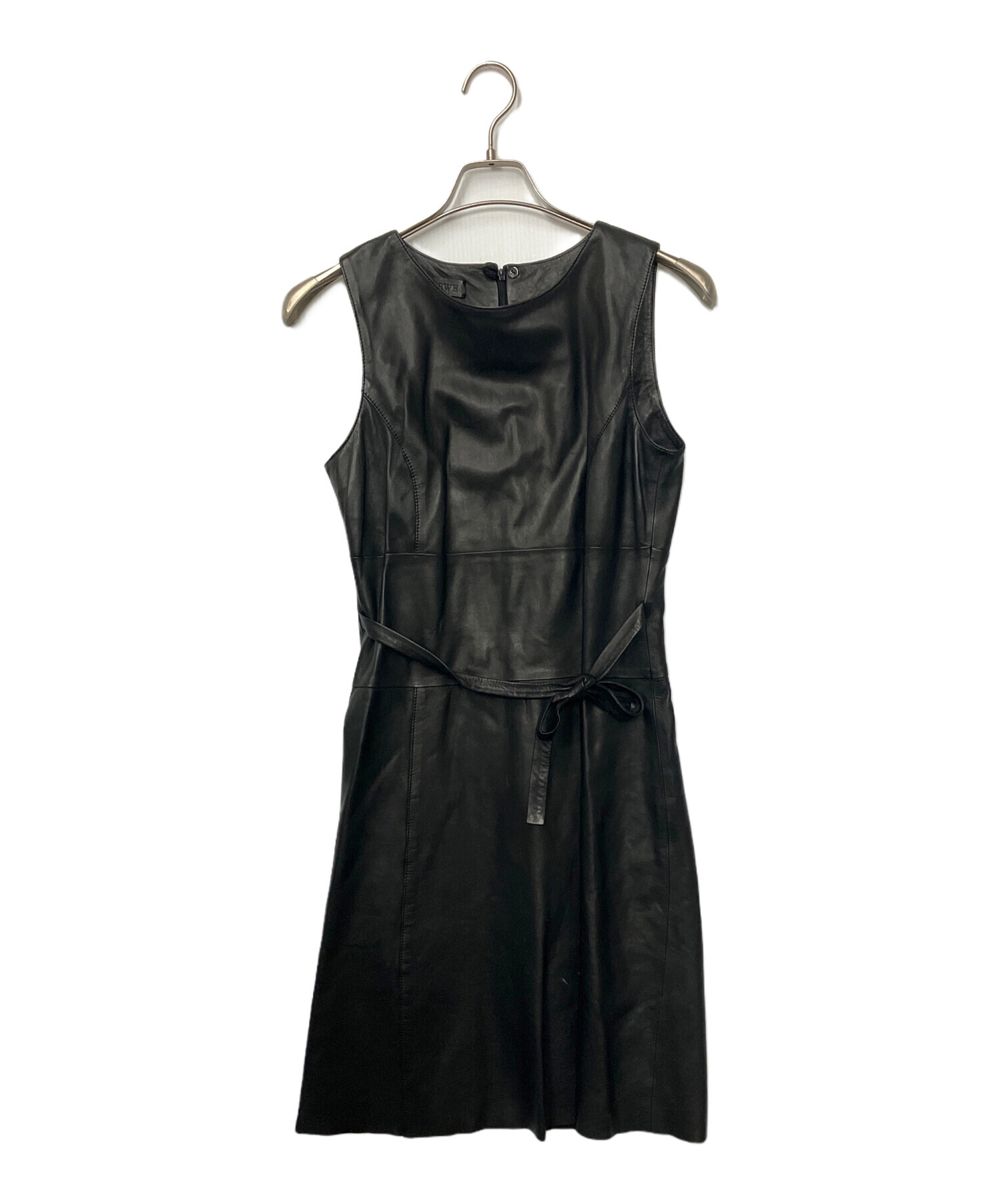 中古・古着通販】LOEWE (ロエベ) レザーワンピース ブラック サイズ:38