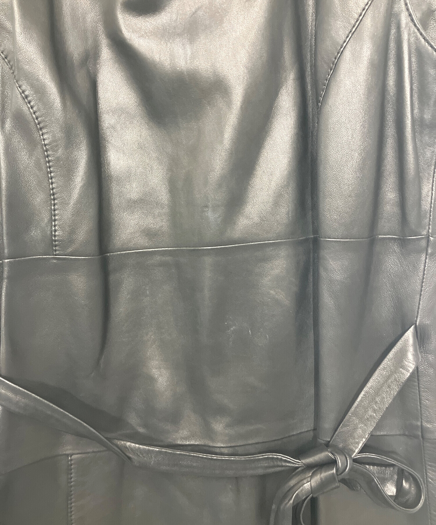 中古・古着通販】LOEWE (ロエベ) レザーワンピース ブラック サイズ:38