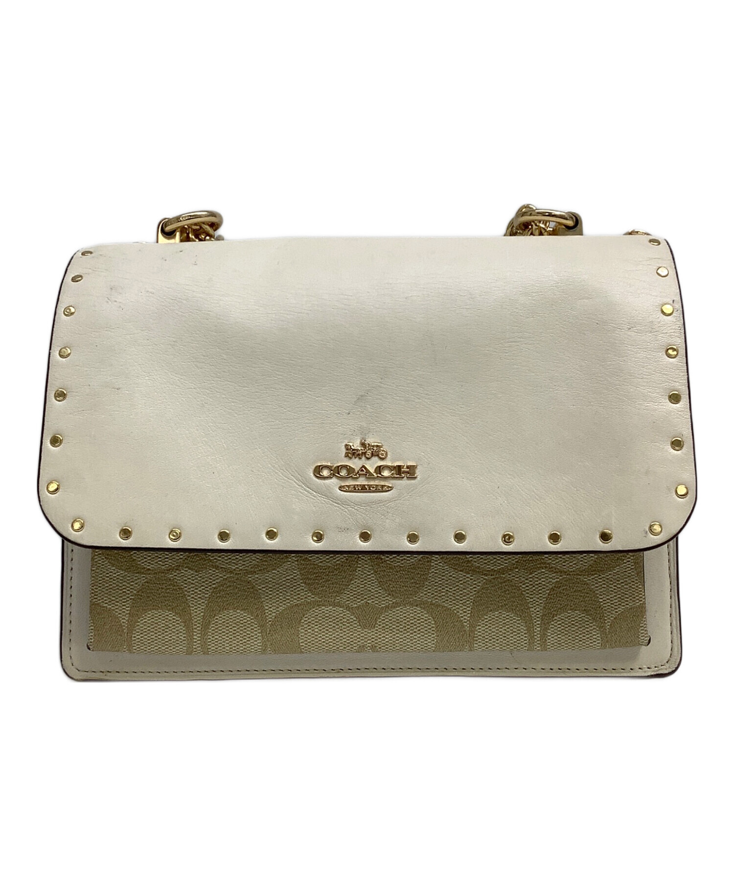 中古・古着通販】COACH (コーチ) チェーンショルダーバッグ ベージュ 