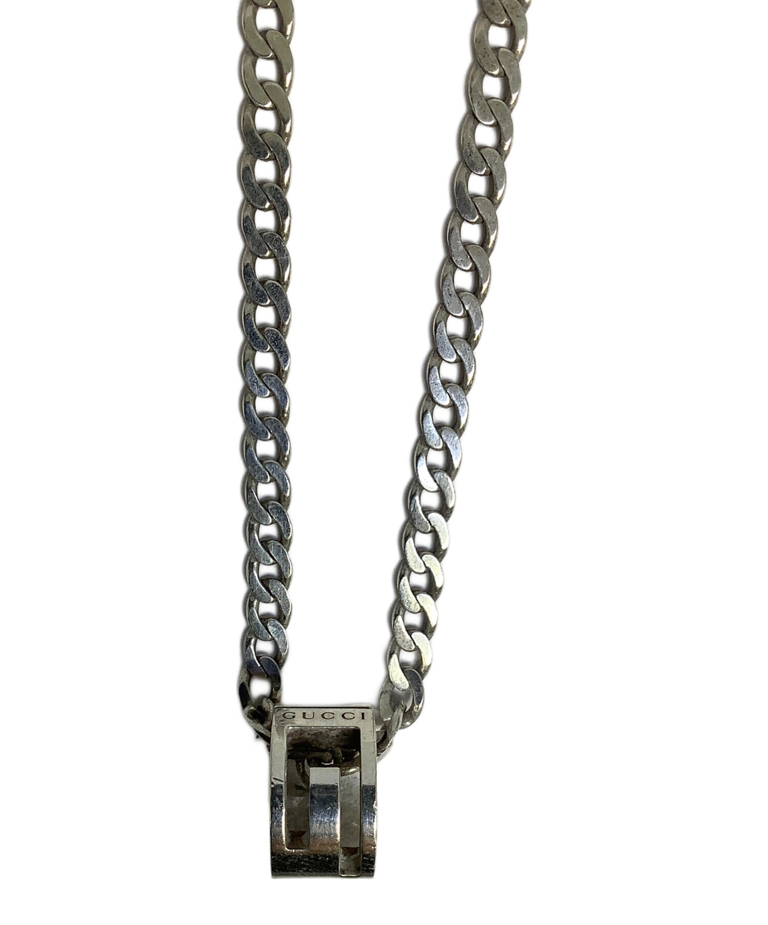中古・古着通販】GUCCI (グッチ) Gリングネックレス シルバー 