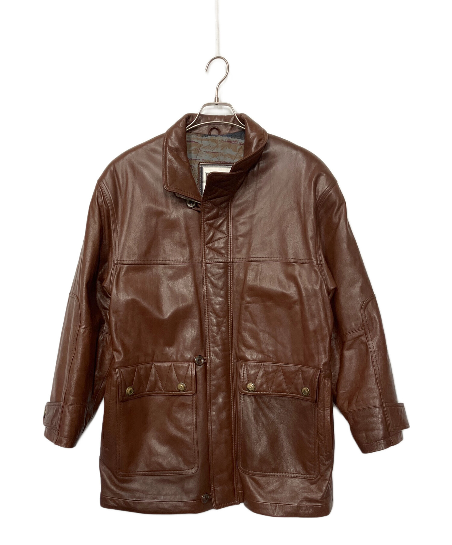 PELLE PELLE ブラウンレザージャケット 中古・古着通販】via nuova pelle (ヴィア ヌーヴァ ペレ) レザー