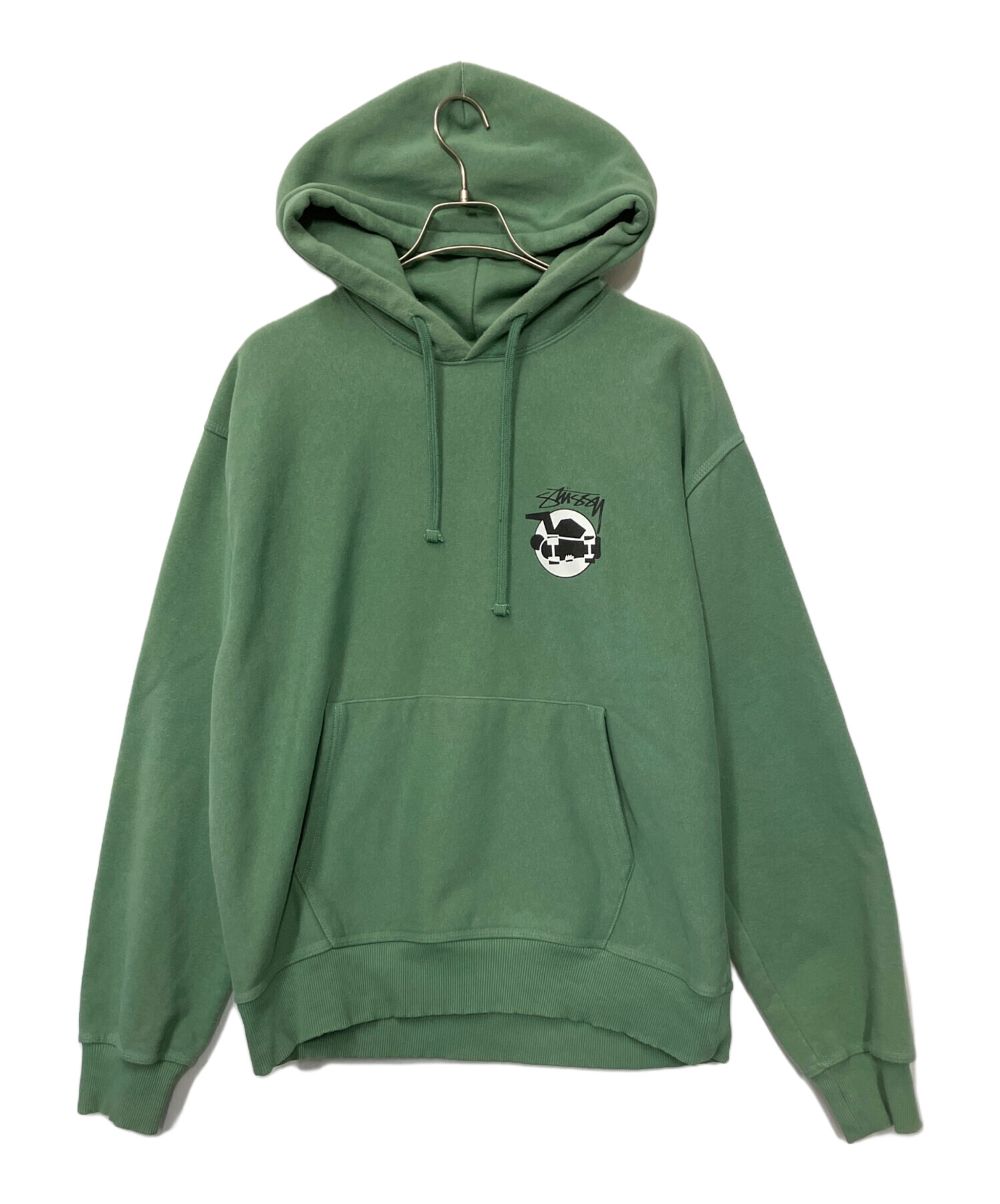 stüssy グリーン フード付きパーカー 中古・古着通販】stussy (ステューシー) プルオーバーパーカー