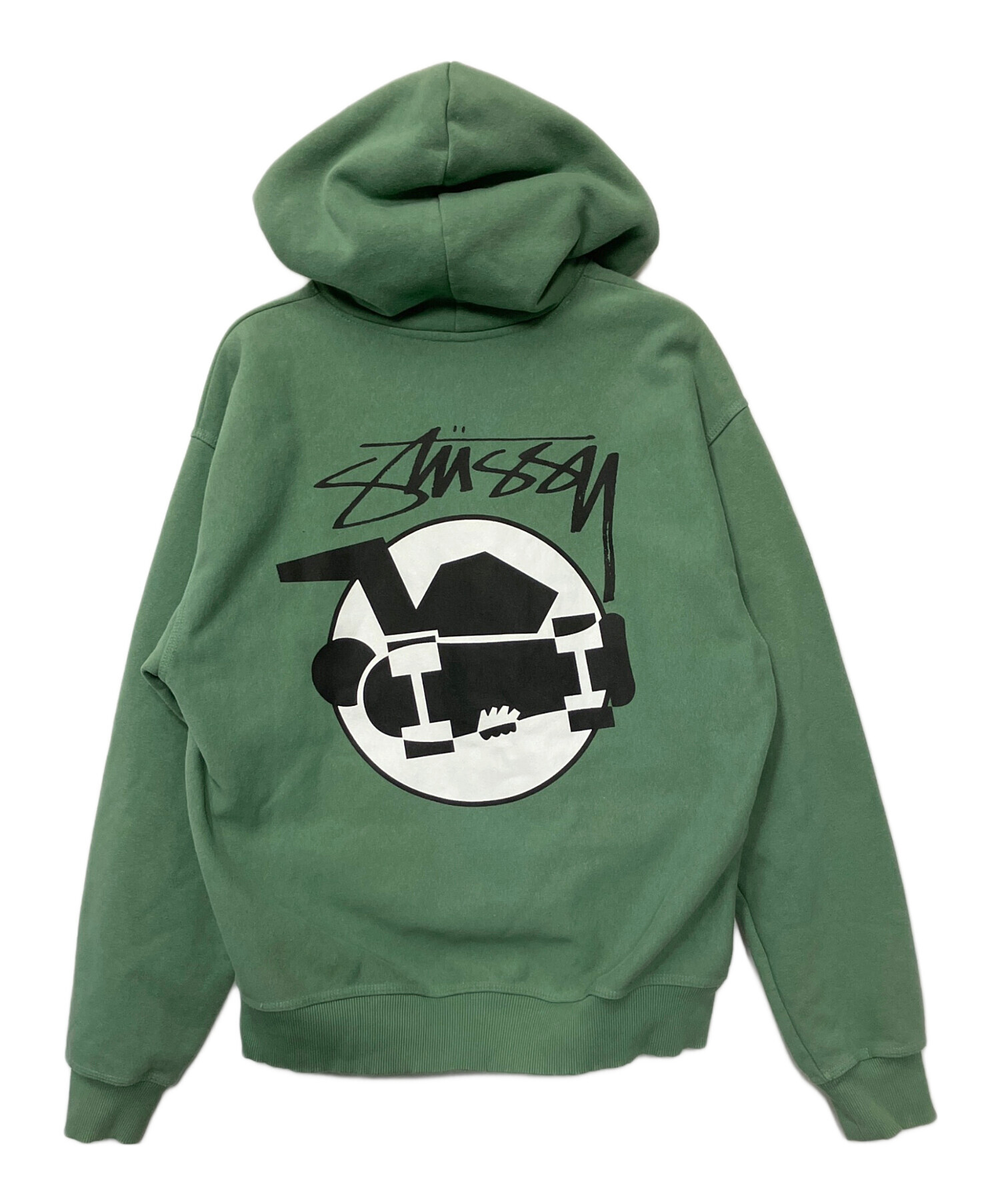 stüssy グリーン フード付きパーカー 中古・古着通販】stussy (ステューシー) プルオーバーパーカー