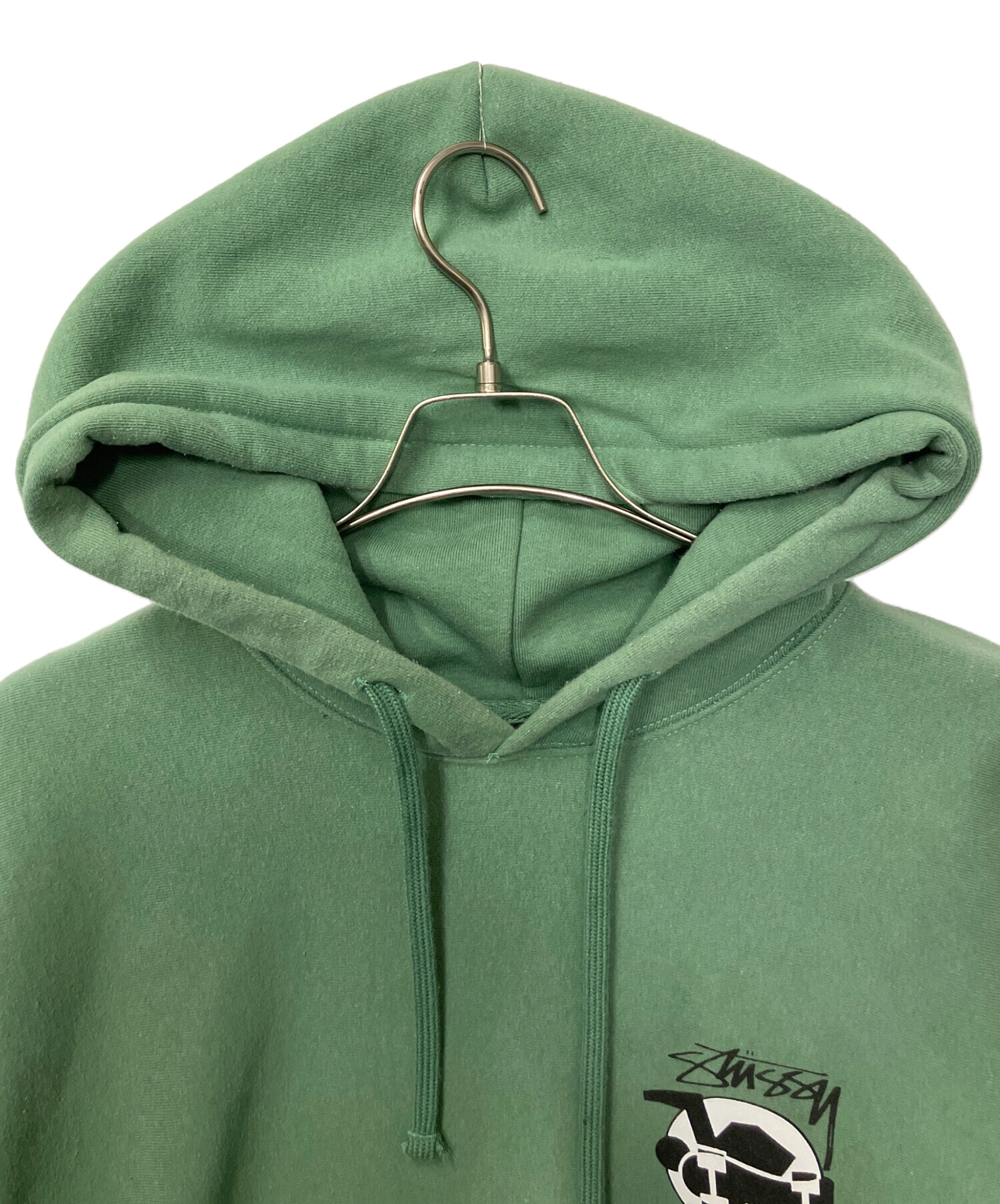 stüssy グリーン フード付きパーカー 中古・古着通販】stussy (ステューシー) プルオーバーパーカー