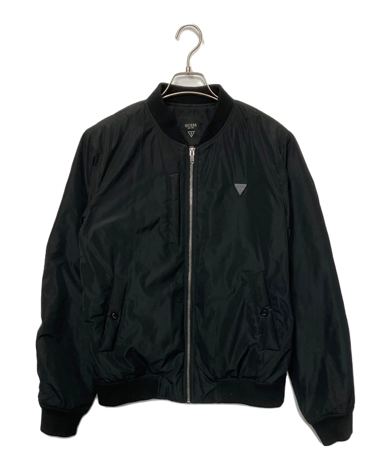 【GUESS CLASSICS】ラムレザージャケット ブラック 中古・古着通販】GUESS (ゲス) ジップジャケット ブラック サイズ:M