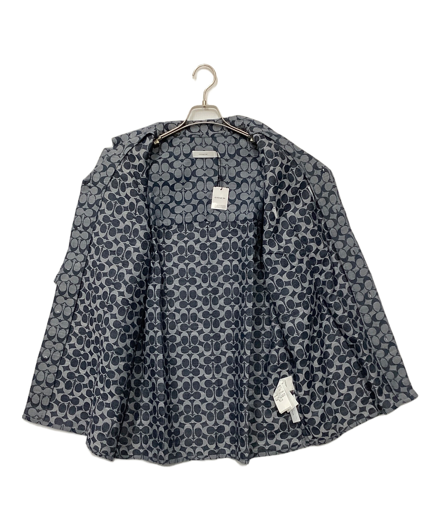 中古・古着通販】COACH (コーチ) 半袖シャツ ネイビー×グレー サイズ:L