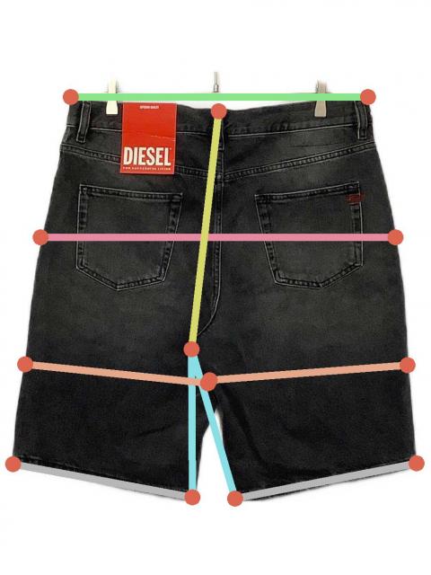 中古・古着通販】DIESEL (ディーゼル) デニムハーフパンツ ブラック