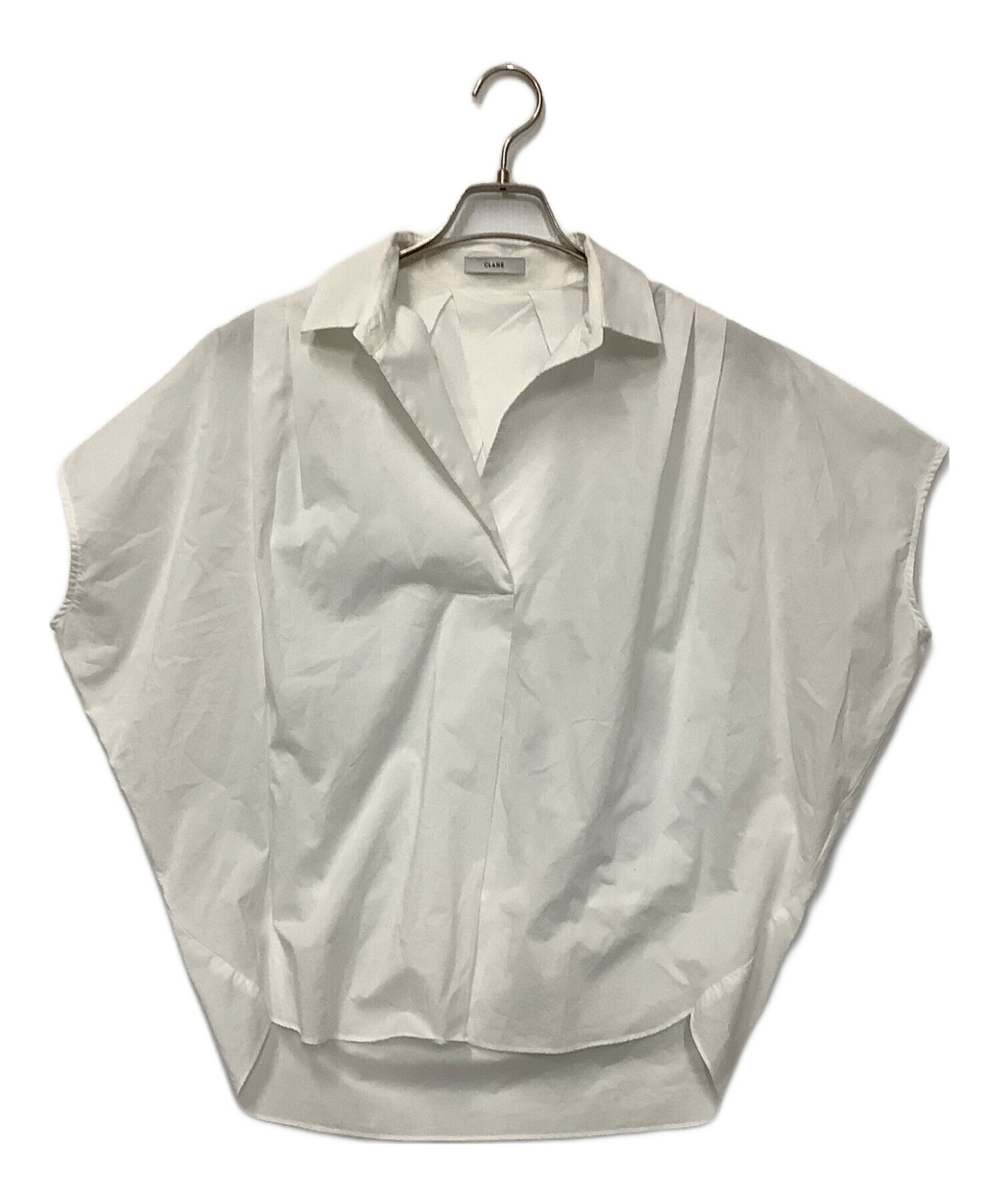 CLANE クラネ ブラウス S 白 【古着】【中古】【送料無料】 中古・古着通販】CLANE (クラネ) ノースリーブシャツ ホワイト サイズ