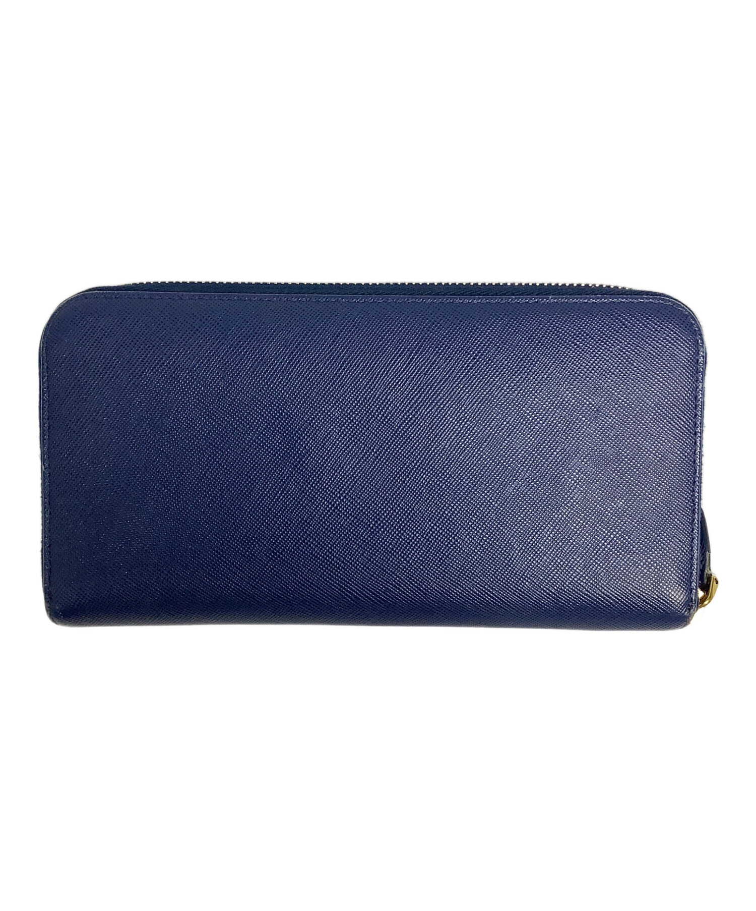 【美品】PRADA プラダ　折り財布　ロゴプレート　ラウンドファスナー　ブルー 中古・古着通販】PRADA (プラダ) ラウンドファスナー財布 ブルー