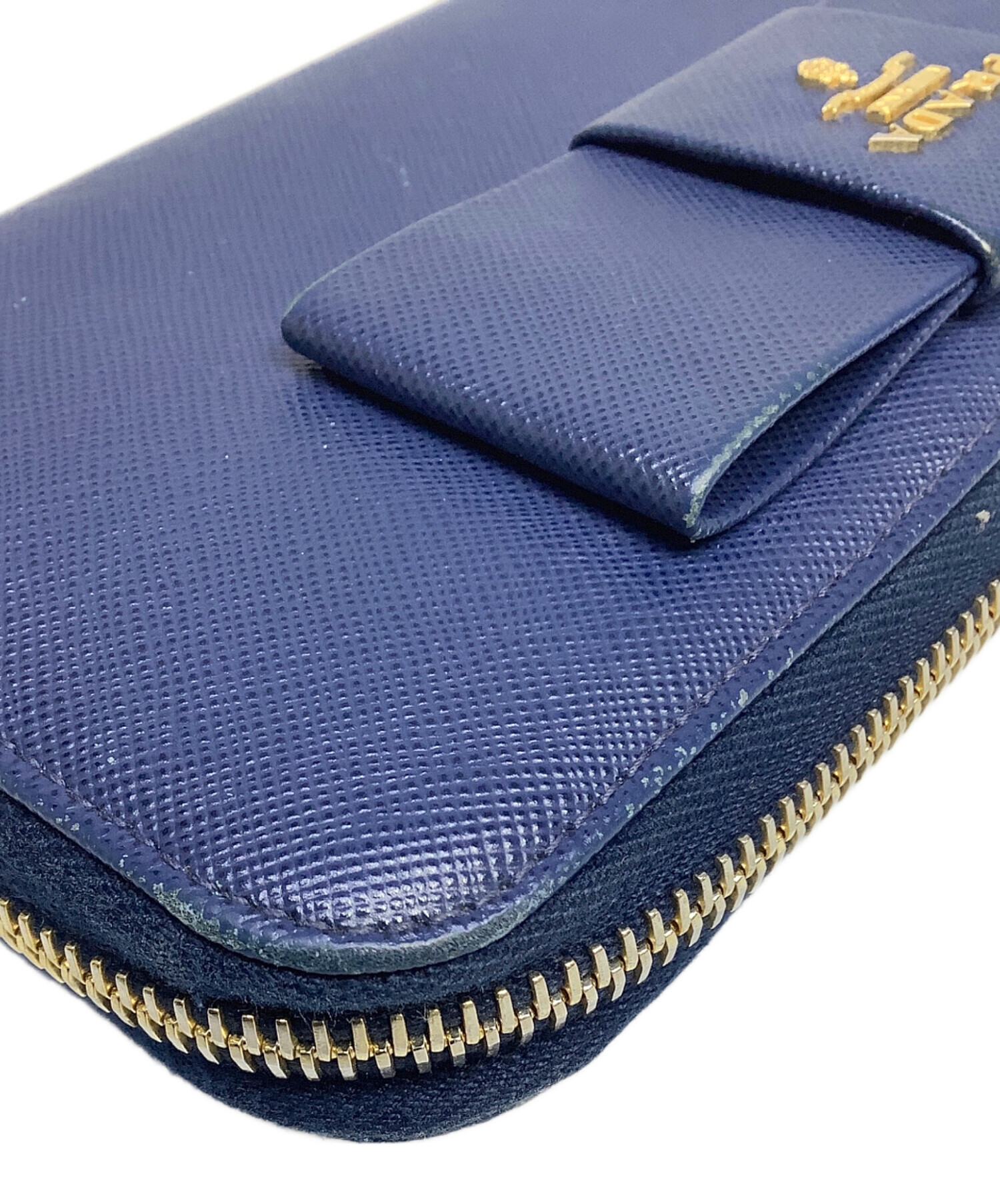 中古・古着通販】PRADA (プラダ) ラウンドファスナー財布 ブルー