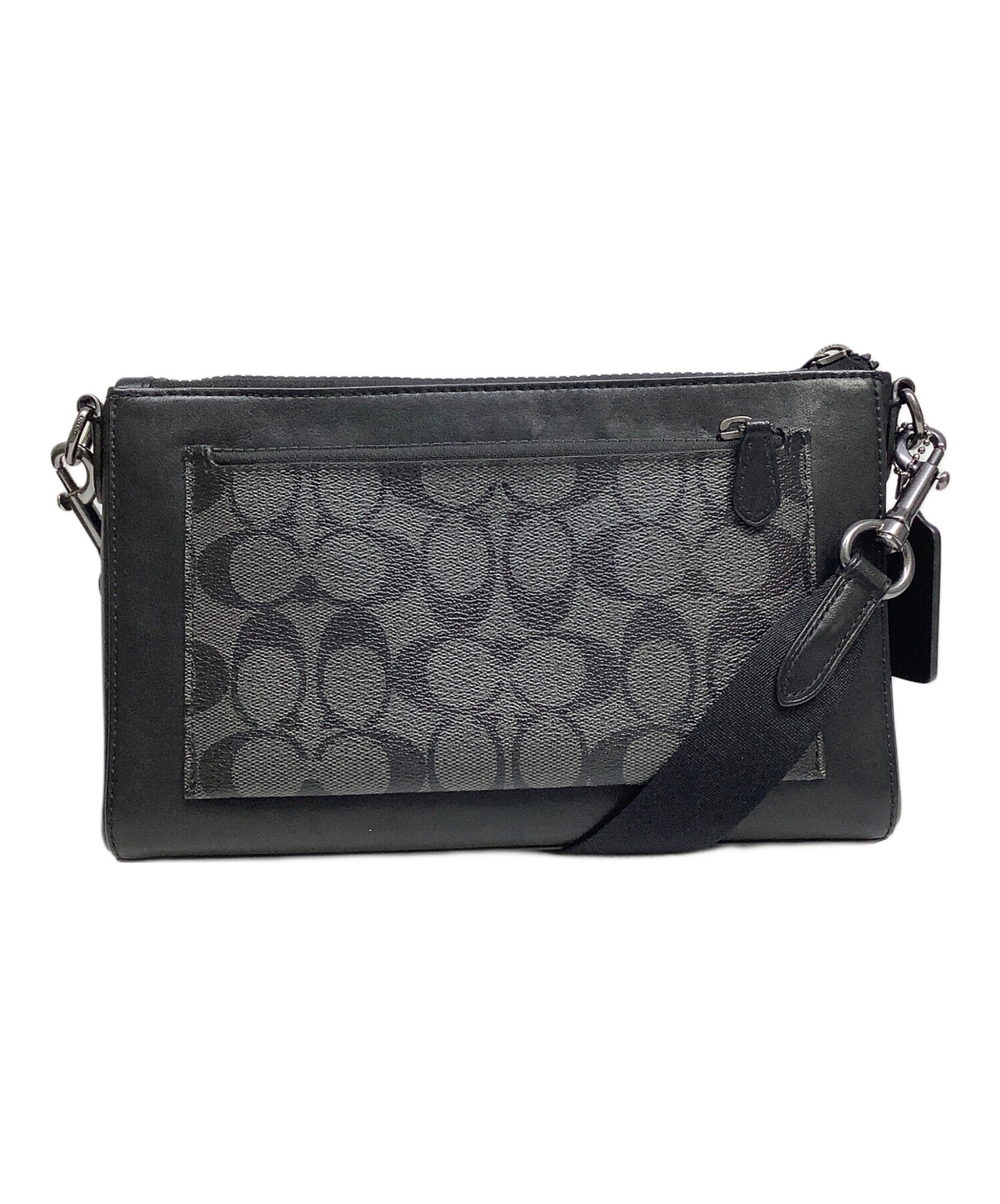 COACH コーチ ボディバッグ シボ革 グレー×ブラック 中古・古着通販】COACH (コーチ) クロスボディバッグ ブラック