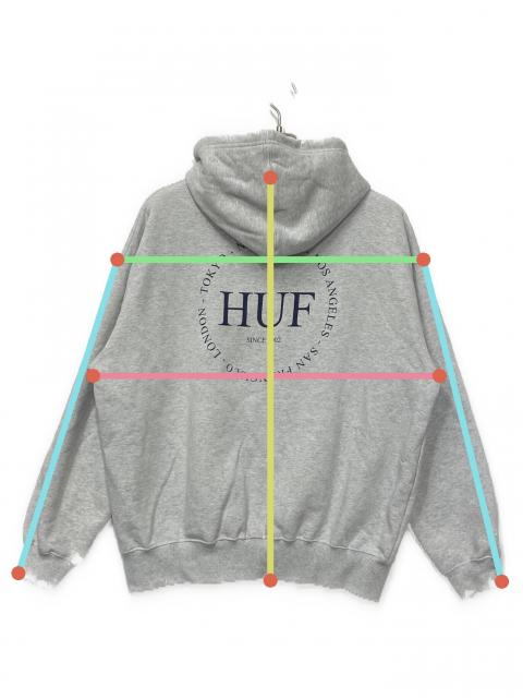 中古・古着通販】HUF (ハフ) プルオーバーパーカー グレー サイズ:M