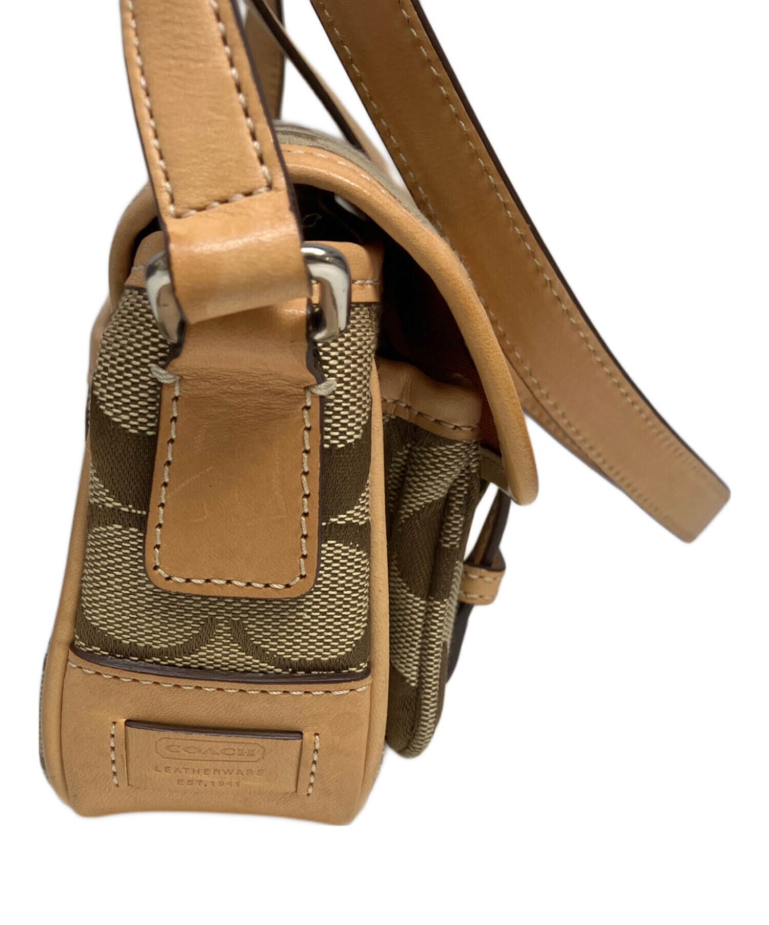 中古・古着通販】COACH (コーチ) ショルダーバッグ ホワイト×ブラック