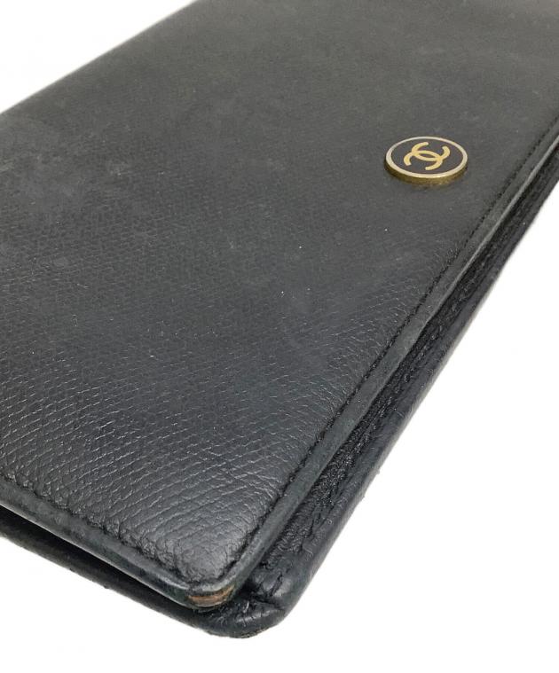 中古・古着通販】CHANEL (シャネル) ココマーク2つ折り長財布 ブラック