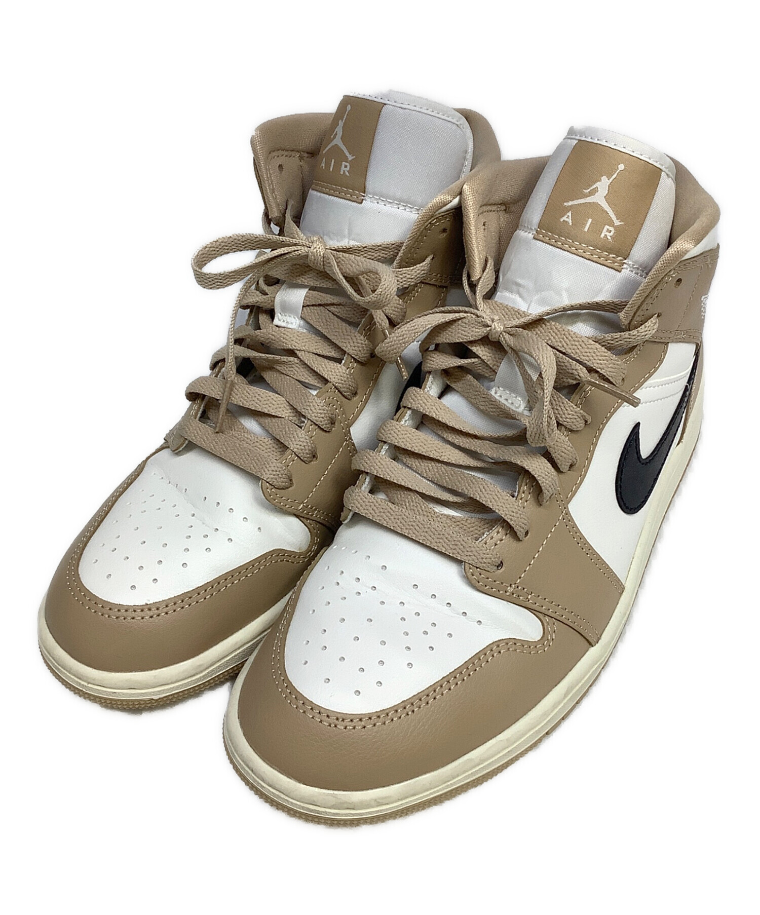 中古・古着通販】NIKE (ナイキ) Air Jordan 1 Mid ベージュ×ホワイト 