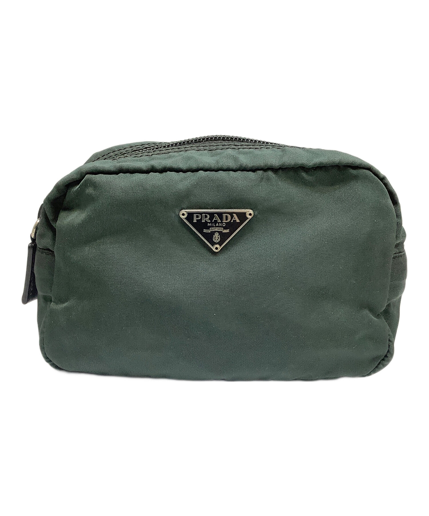 PRADA / プラダ  バッグ ポーチ トラベルポーチ ナイロン グリーン ブランド 中古  [0990011985] 中古・古着通販】PRADA (プラダ) ポーチ グリーン｜ブランド・古着通販
