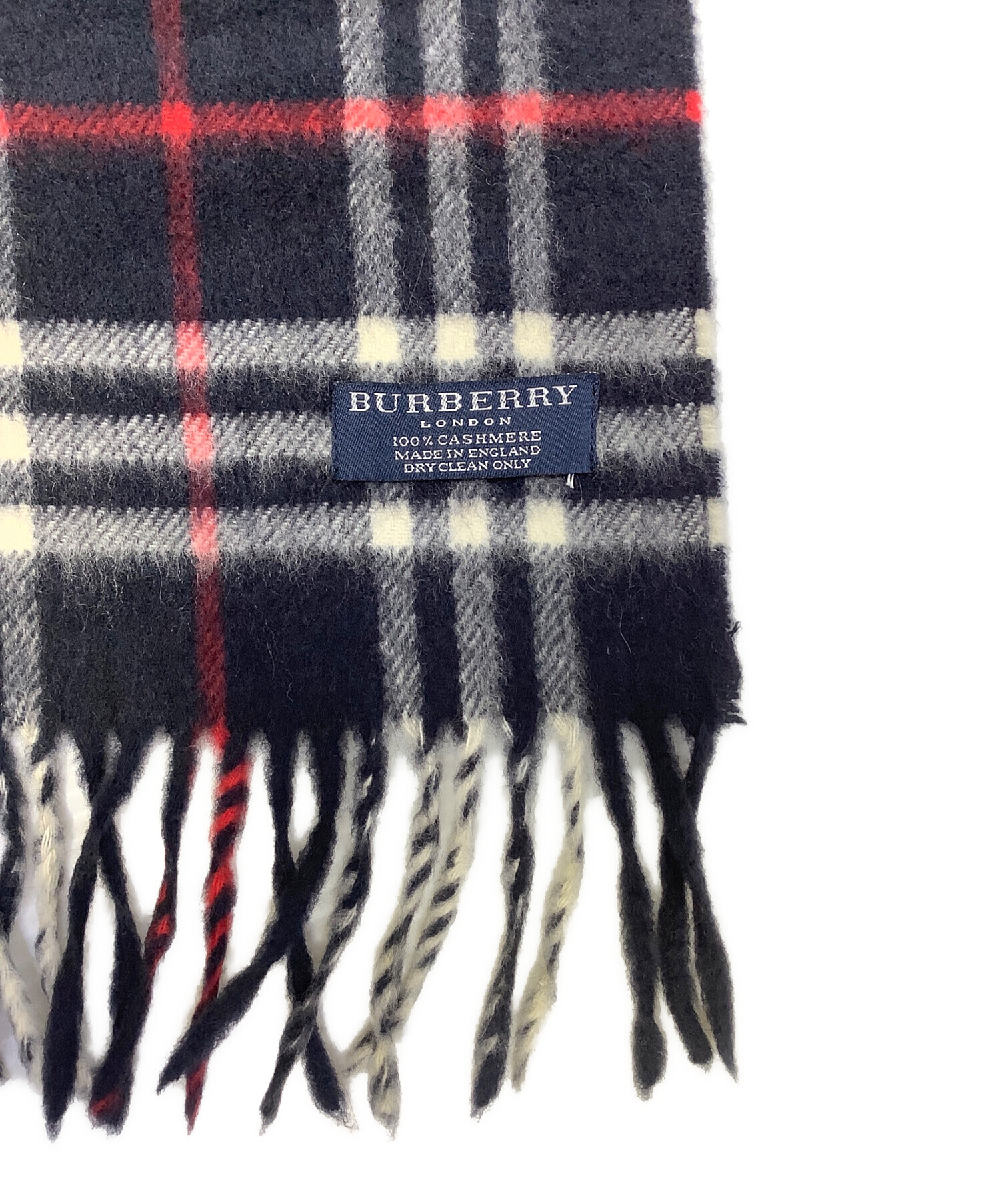 バーバリーズ マフラー ノバチェック カシミヤ ネイビー UK製 中古・古着通販】BURBERRY (バーバリー) ノバチェックカシミヤマフラー