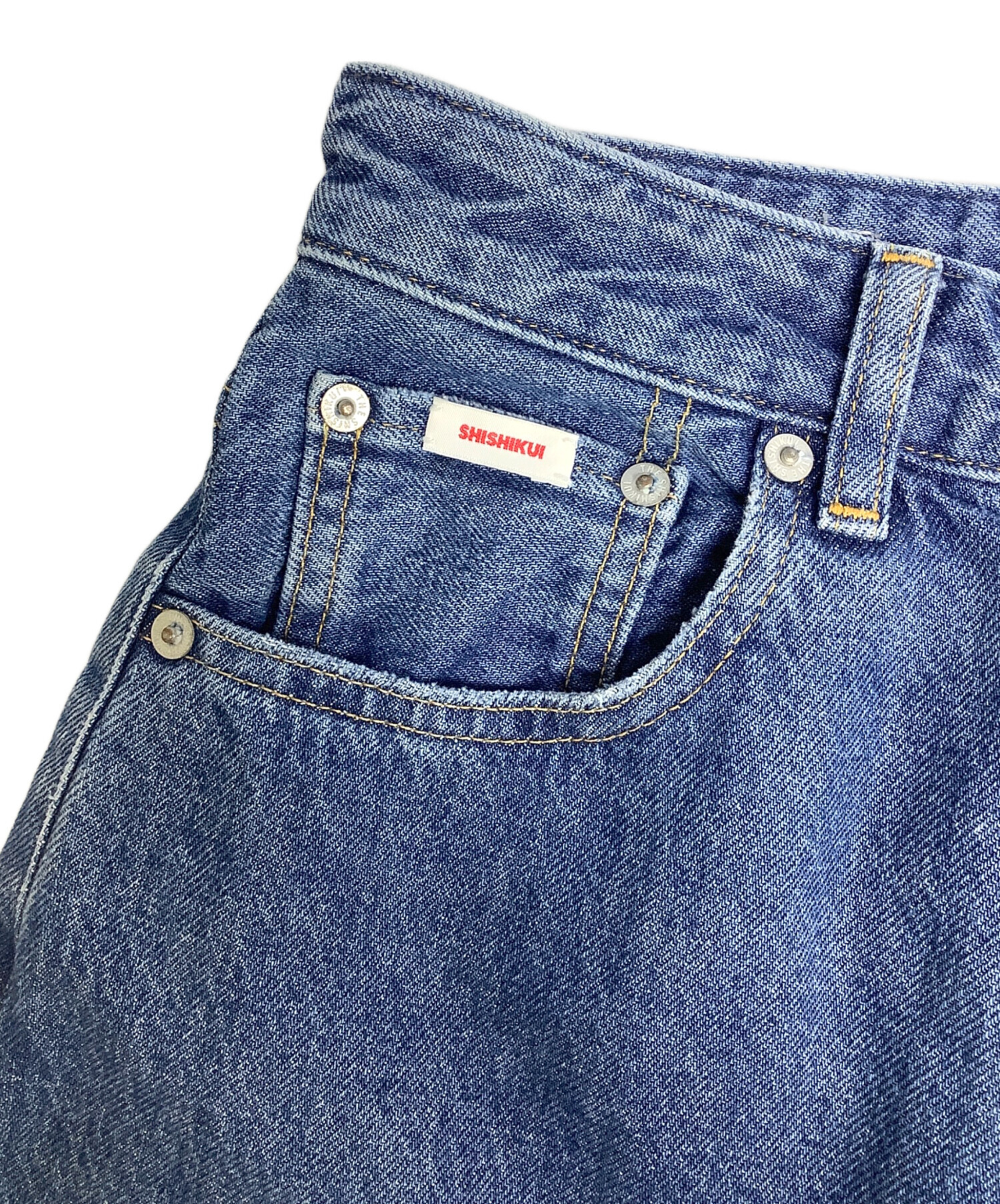 サイズ34 shishikui ペインターパンツ　インディゴ　赤ステッチ 中古・古着通販】shishikui (シシクイ) デニムパンツ インディゴ