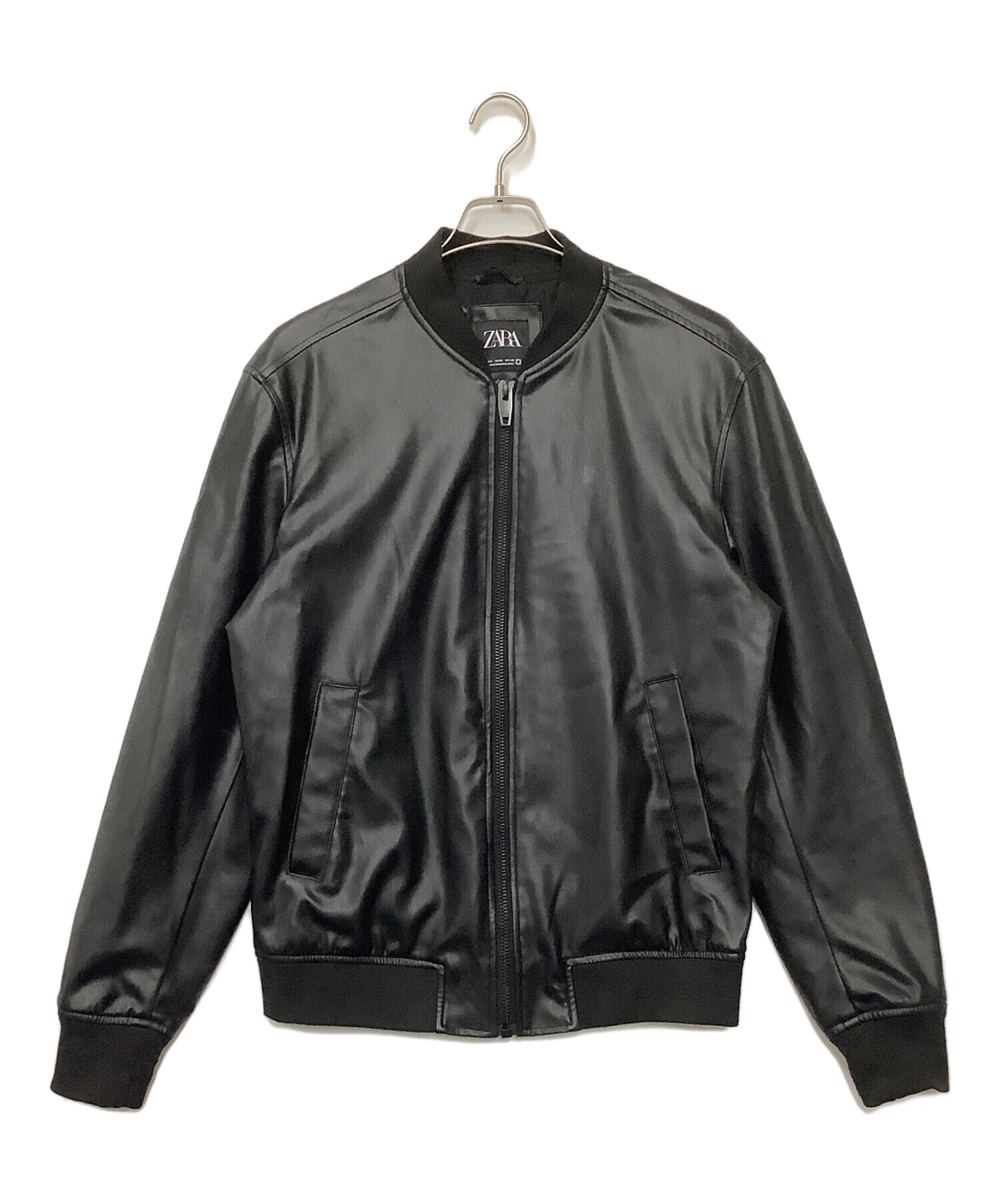 未使用 ZARA ブラックレザージャケット 中古・古着通販】ZARA (ザラ) フェイクレザージャケット ブラック