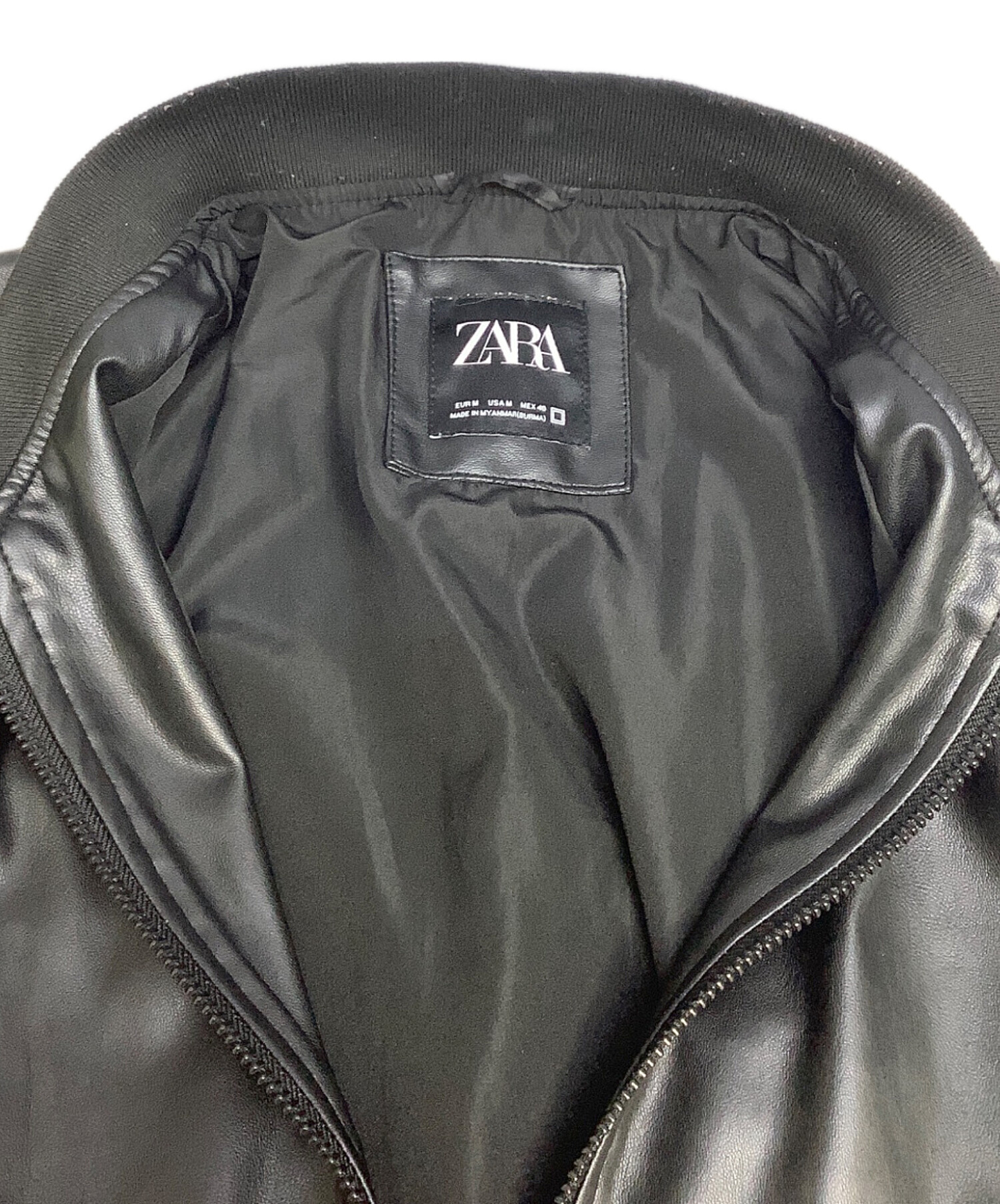 中古・古着通販】ZARA (ザラ) フェイクレザージャケット ブラック