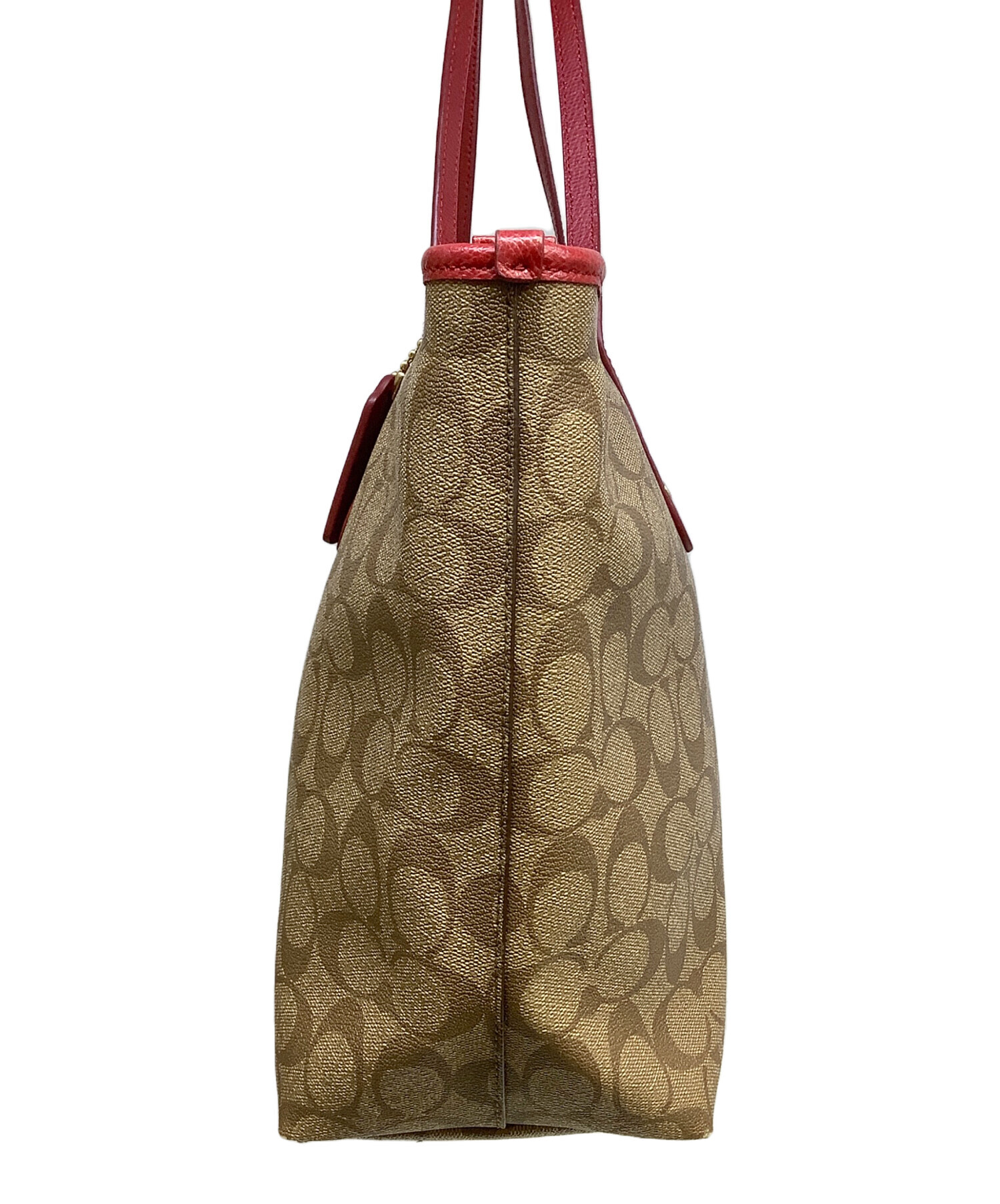 中古・古着通販】COACH (コーチ) トートバッグ ベージュ×レッド