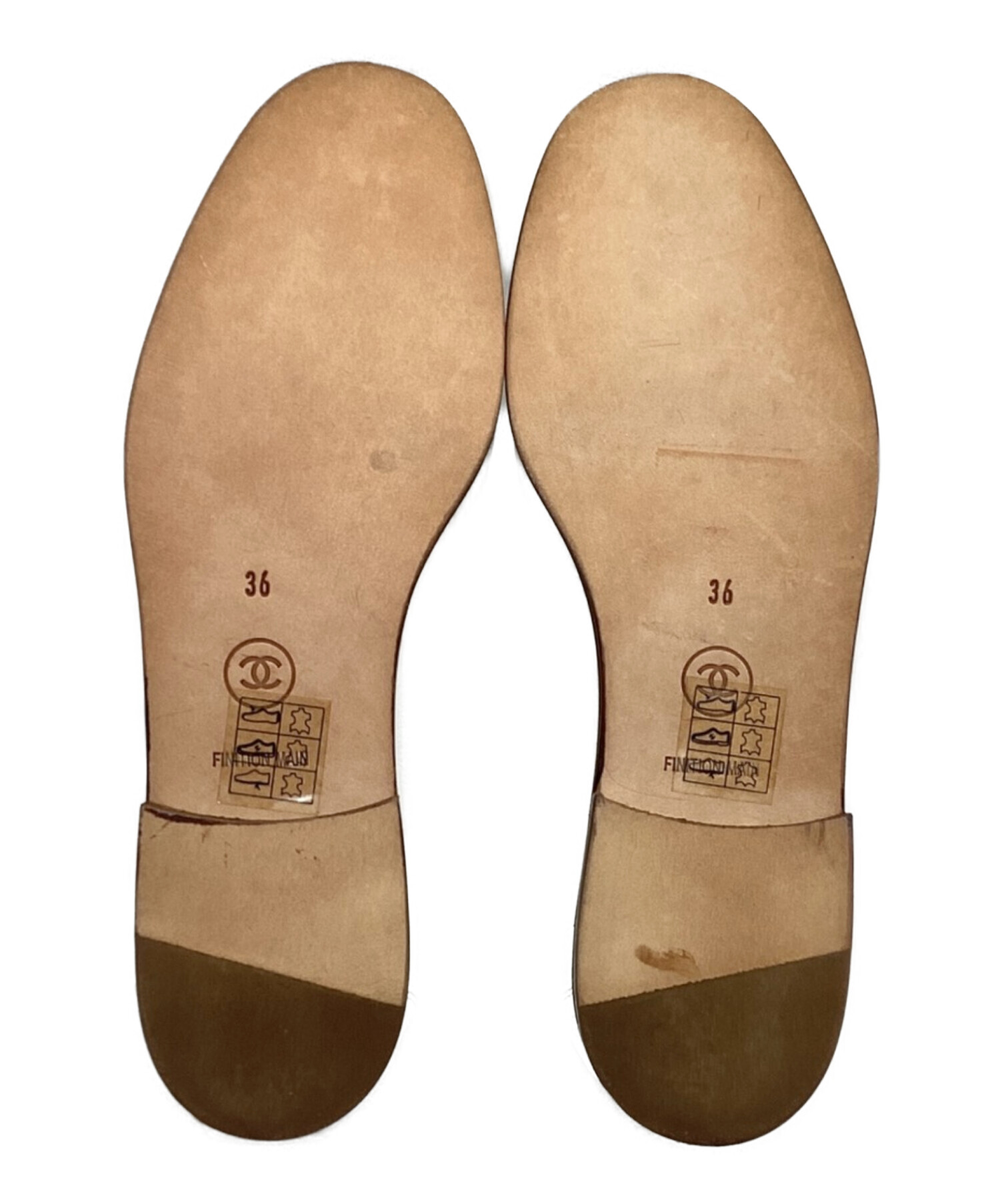 中古・古着通販】CHANEL (シャネル) ロゴローファー ホワイト サイズ