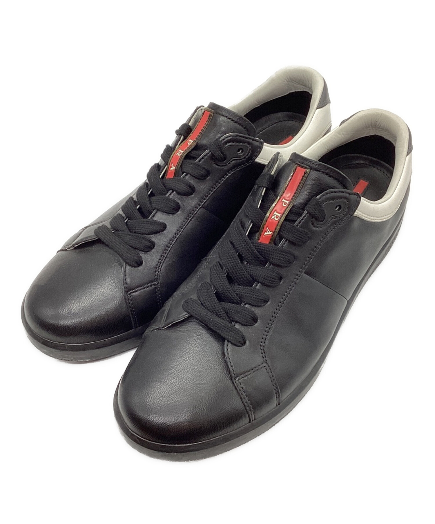 【新品未使用】PRADA×adidas 希少 スニーカー ブラック 黒 レザー 中古・古着通販】PRADA (プラダ) レザースニーカー ブラック
