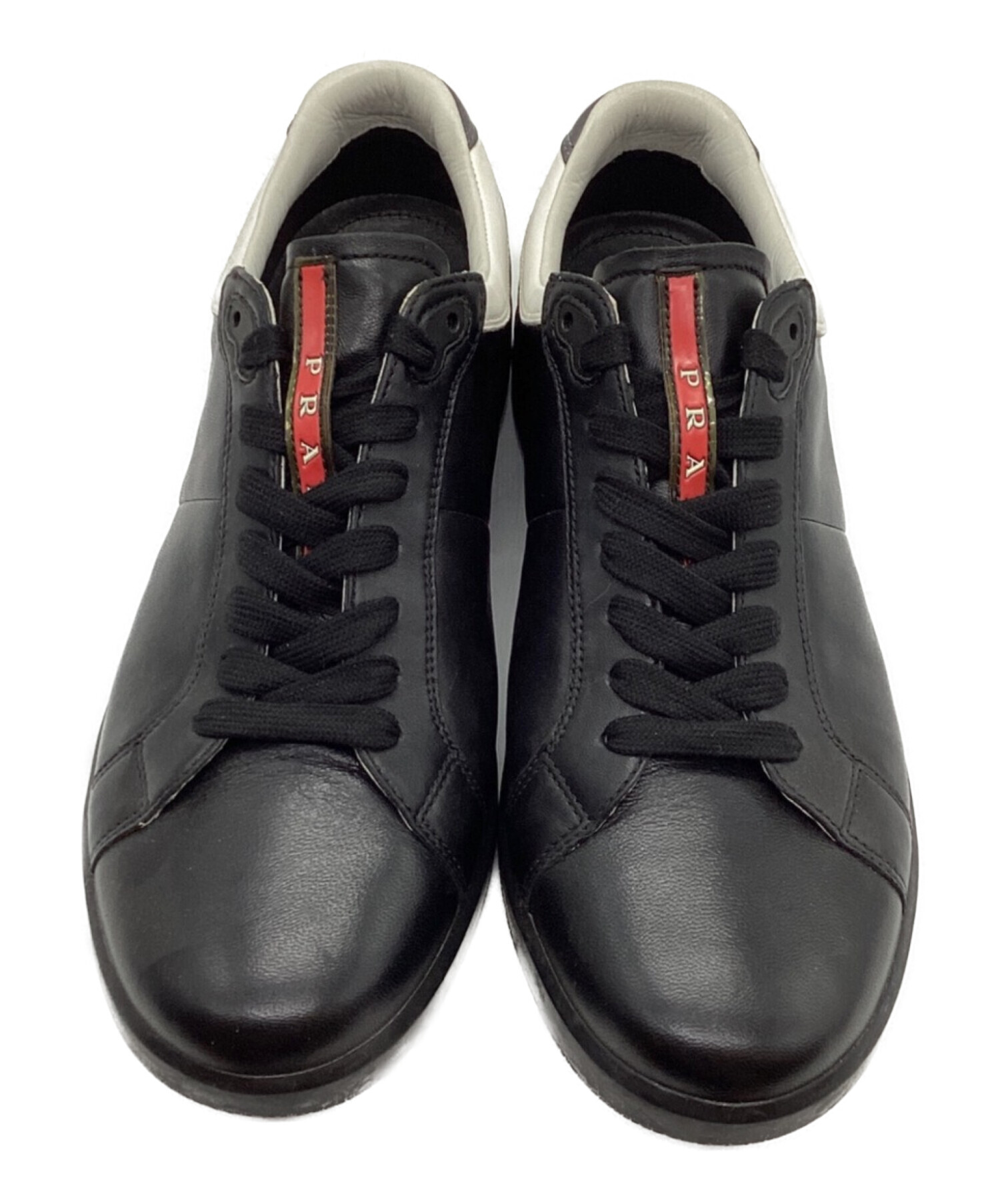 フェリージ　ブラック　レザースニーカー 中古・古着通販】PRADA (プラダ) レザースニーカー ブラック