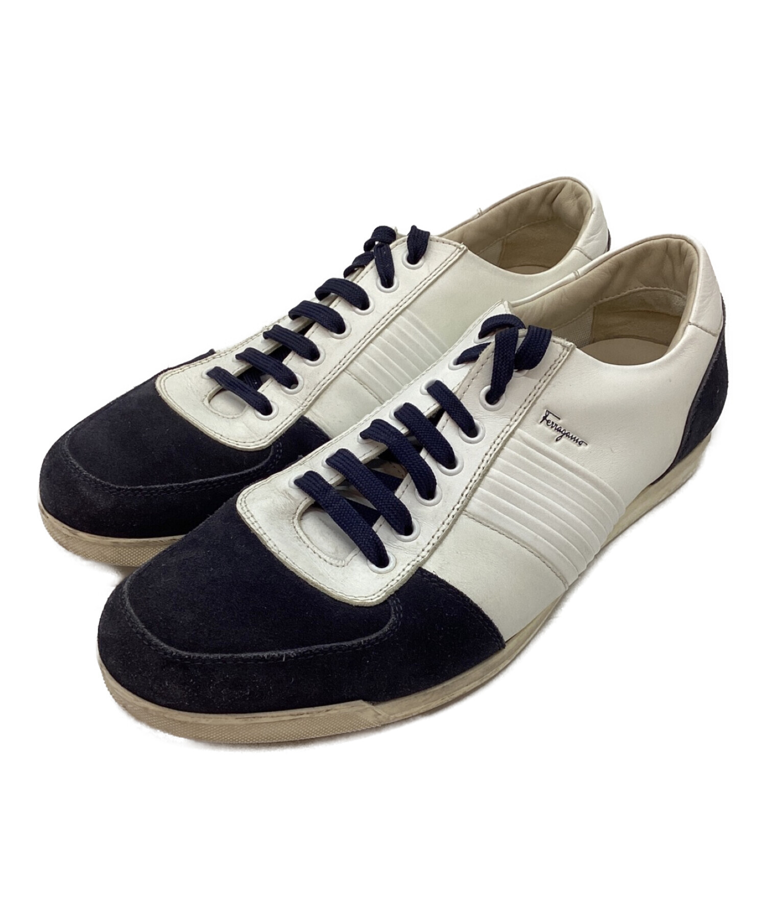 中古・古着通販】Ferragamo (フェラガモ) レザースニーカー ネイビー