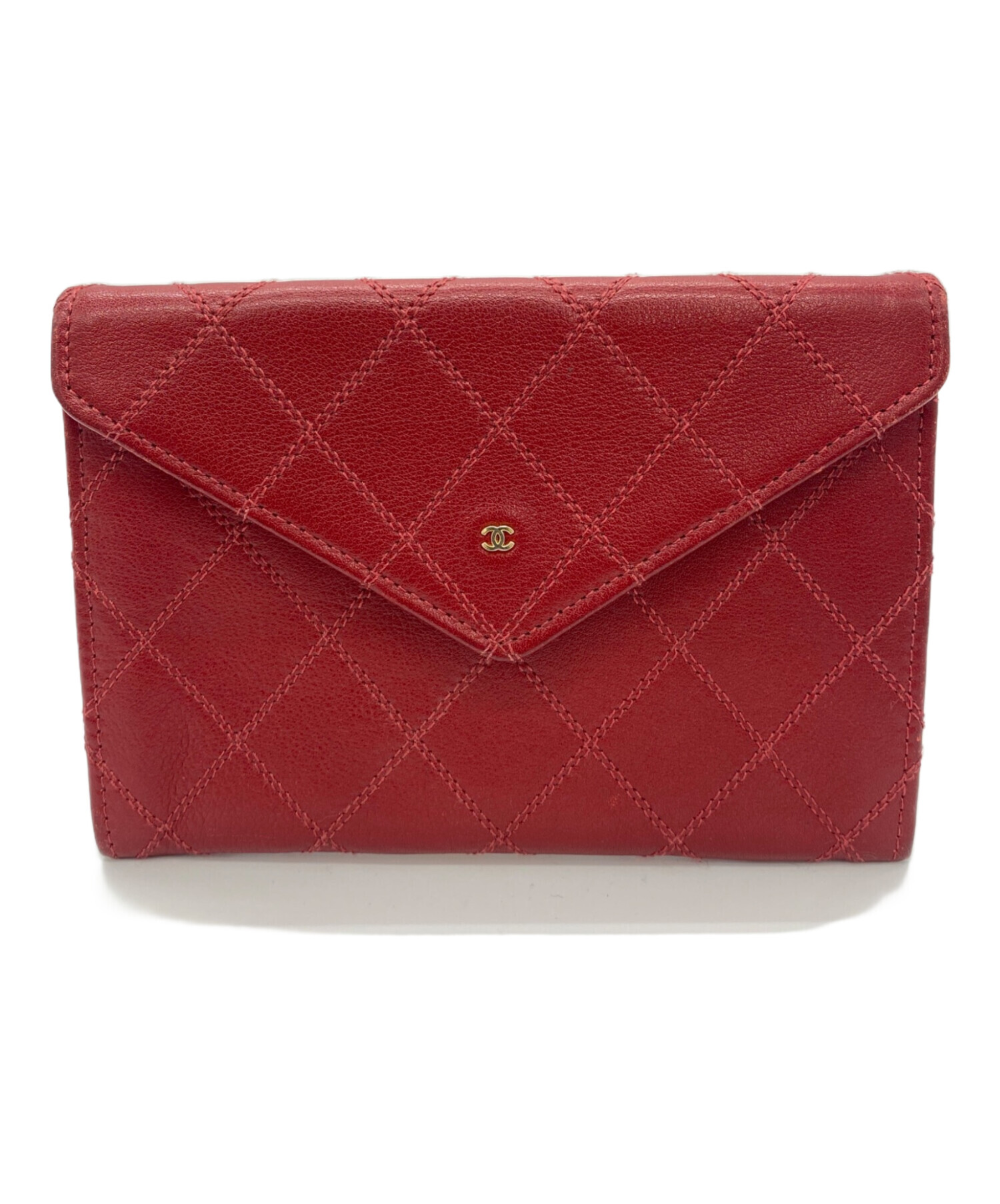 CHANEL CCロゴ 二つ折り財布 赤 中古・古着通販】CHANEL (シャネル) 2つ折り財布 レッド｜ブランド