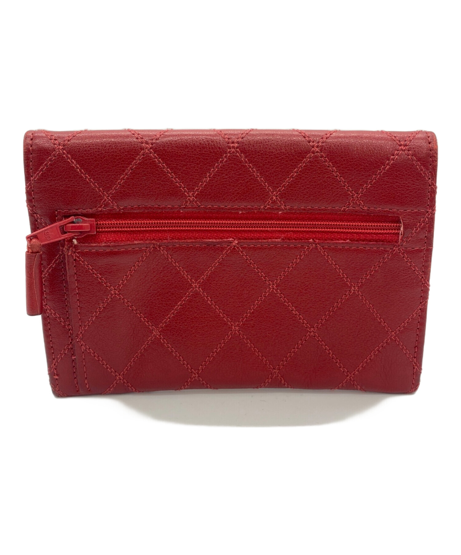 CHANEL CCロゴ 二つ折り財布 赤 中古・古着通販】CHANEL (シャネル) 2つ折り財布 レッド｜ブランド