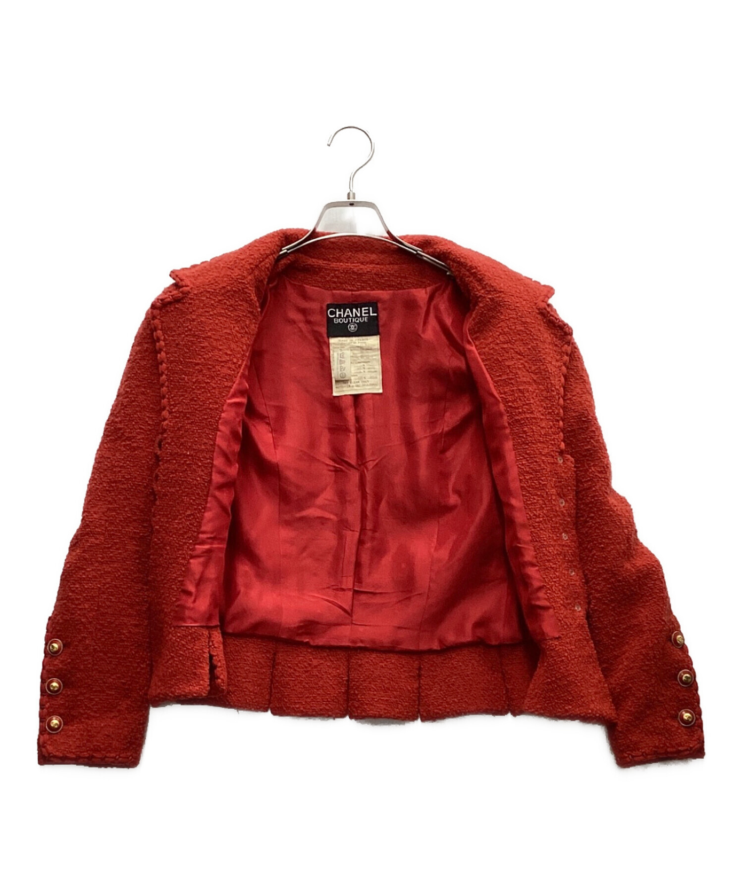 中古・古着通販】CHANEL (シャネル) ツイードジャケット レッド サイズ 