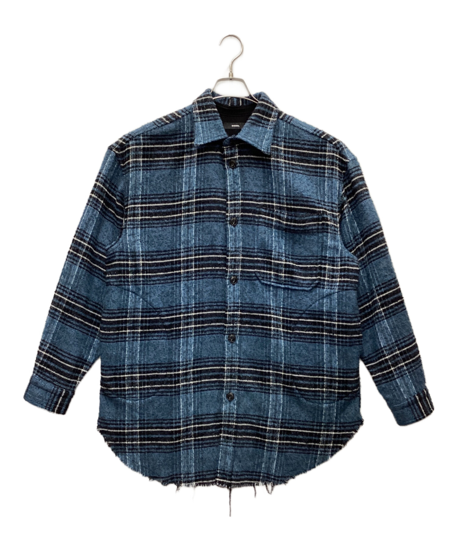 中古・古着通販】DIESEL (ディーゼル) ホツレ加工シャツ ネイビー 
