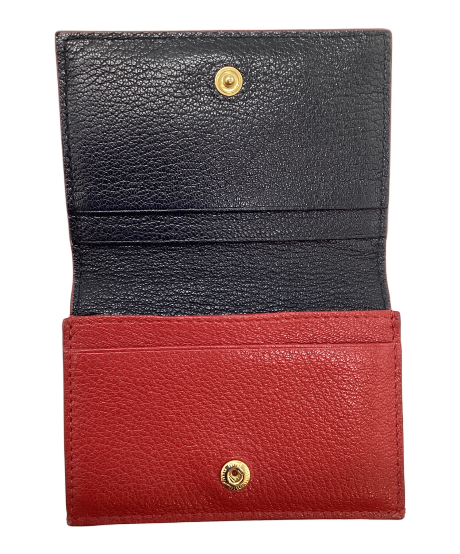 MIU MIU 名刺入れ ブラック レッド 中古・古着通販】MIU MIU (ミュウミュウ) 名刺入れ ブラック×レッド