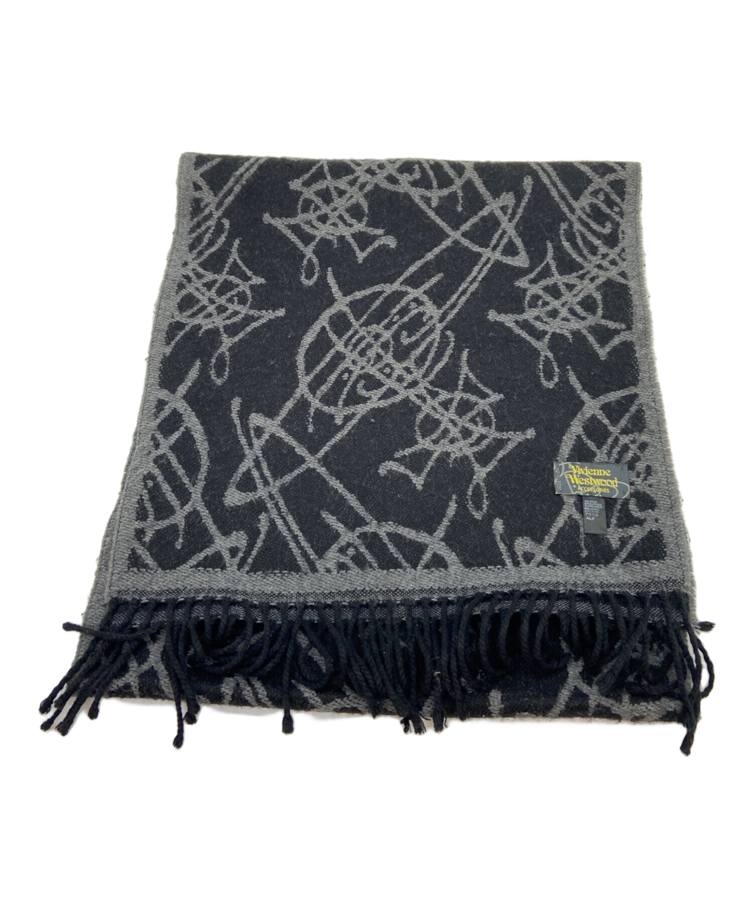 【中古】Vivienne Westwood☆マフラー☆リバーシブル ☆黒&グレー 中古・古着通販】Vivienne Westwood (ヴィヴィアンウエストウッド