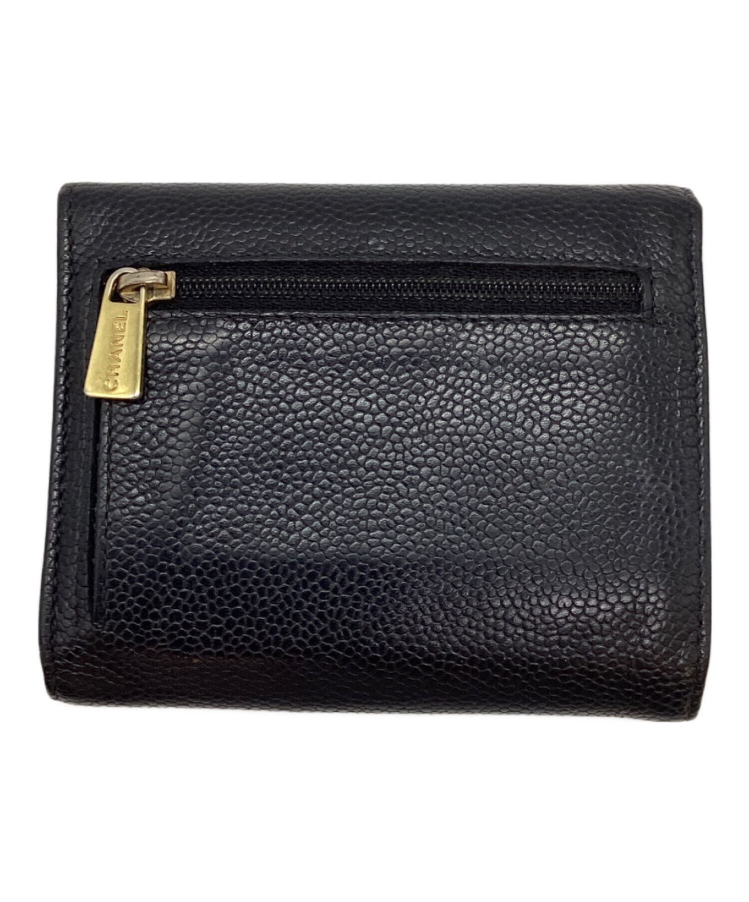 中古・古着通販】CHANEL (シャネル) 3つ折り財布 ブラック｜ブランド 