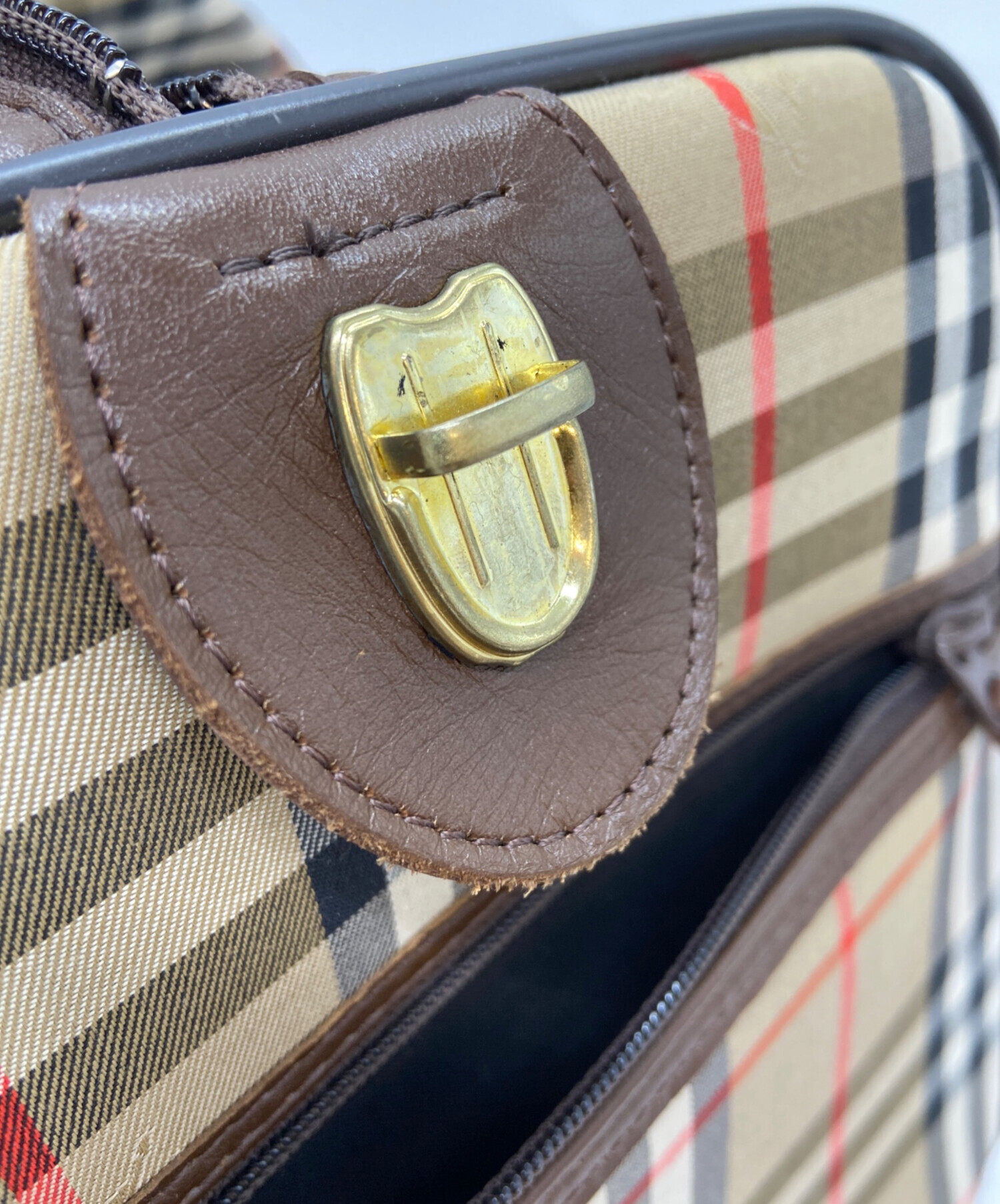 Burberry’s ノバチェック ボストンバッグ 英国製 ビンテージ バーバリー Burberrys ノバチェック 黒レザー ボストンバッグ