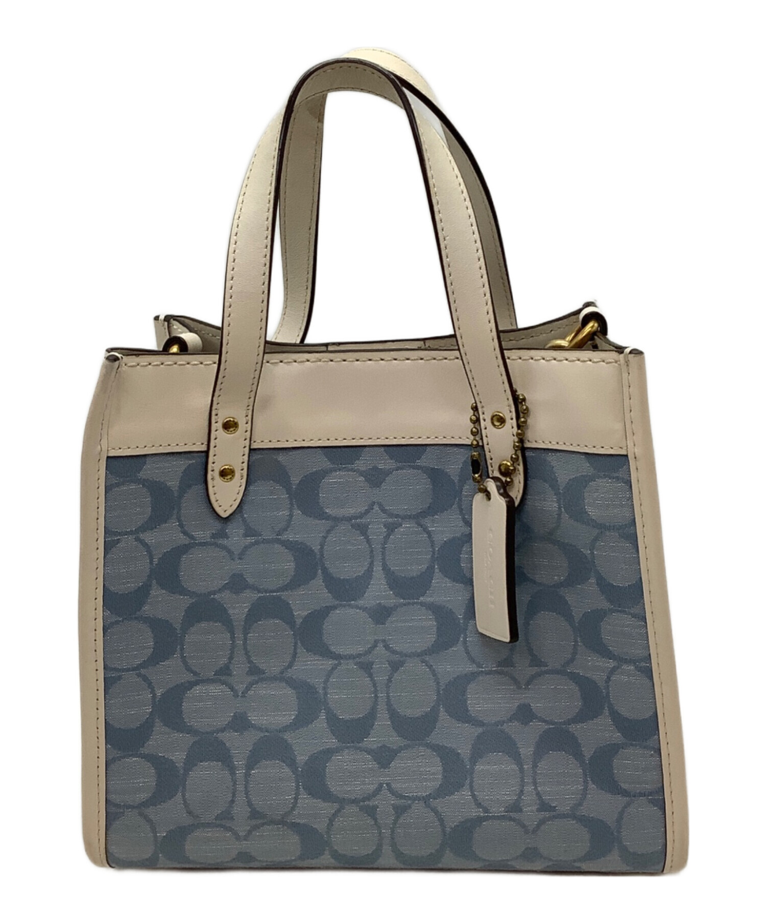 中古・古着通販】COACH (コーチ) 2WAYバッグ ライトブルー×ホワイト