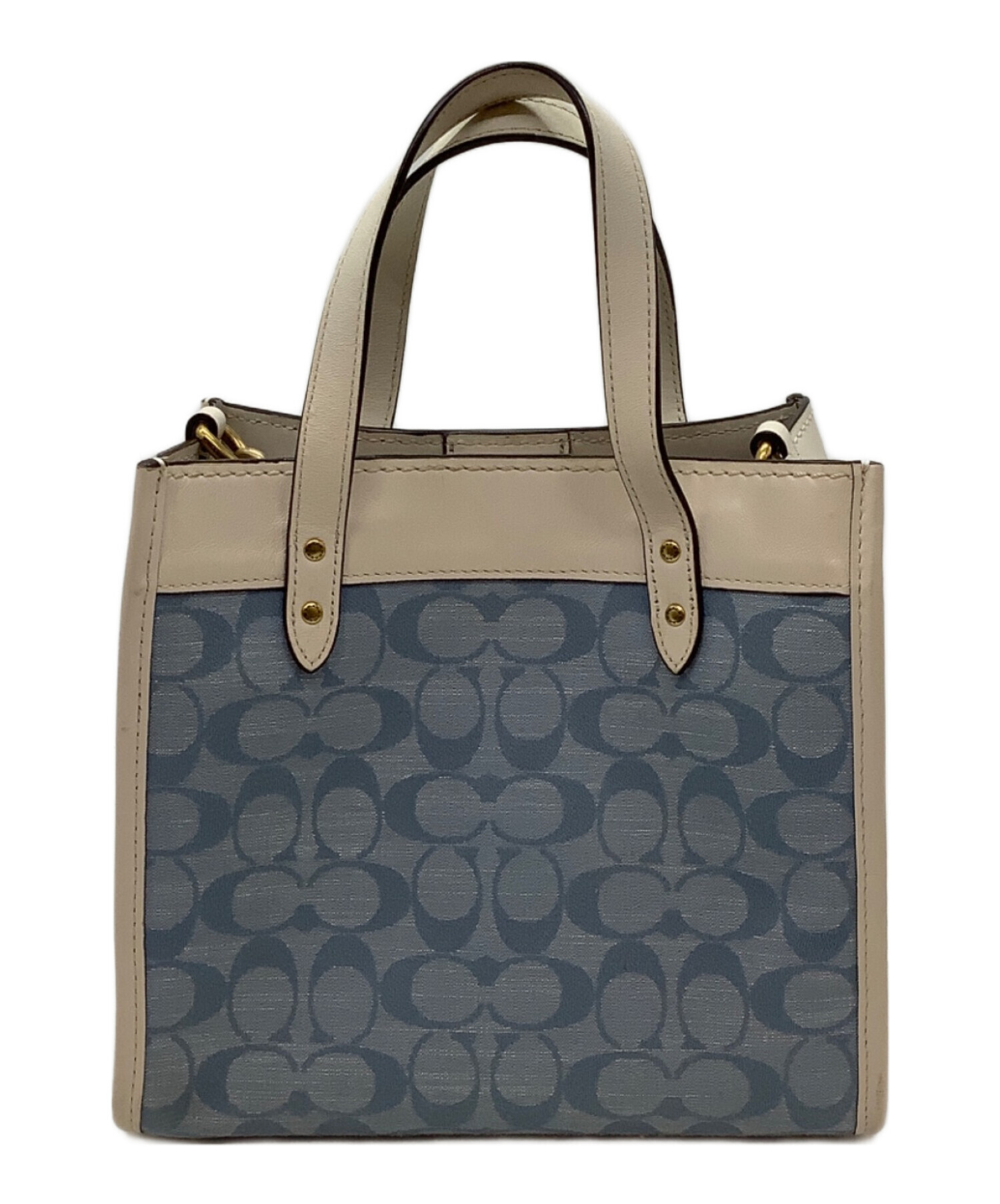中古・古着通販】COACH (コーチ) 2WAYバッグ ライトブルー×ホワイト 