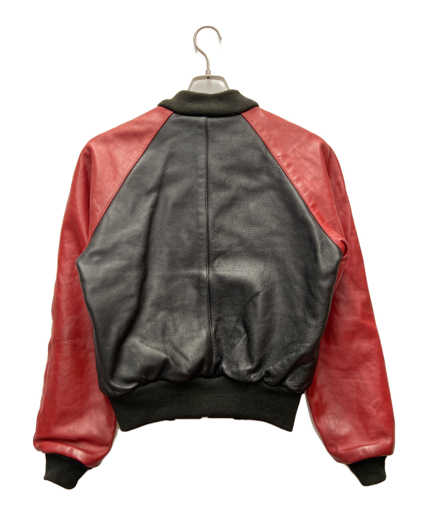 中古・古着通販】VANSON (バンソン) レザーブルゾン ブラック×レッド