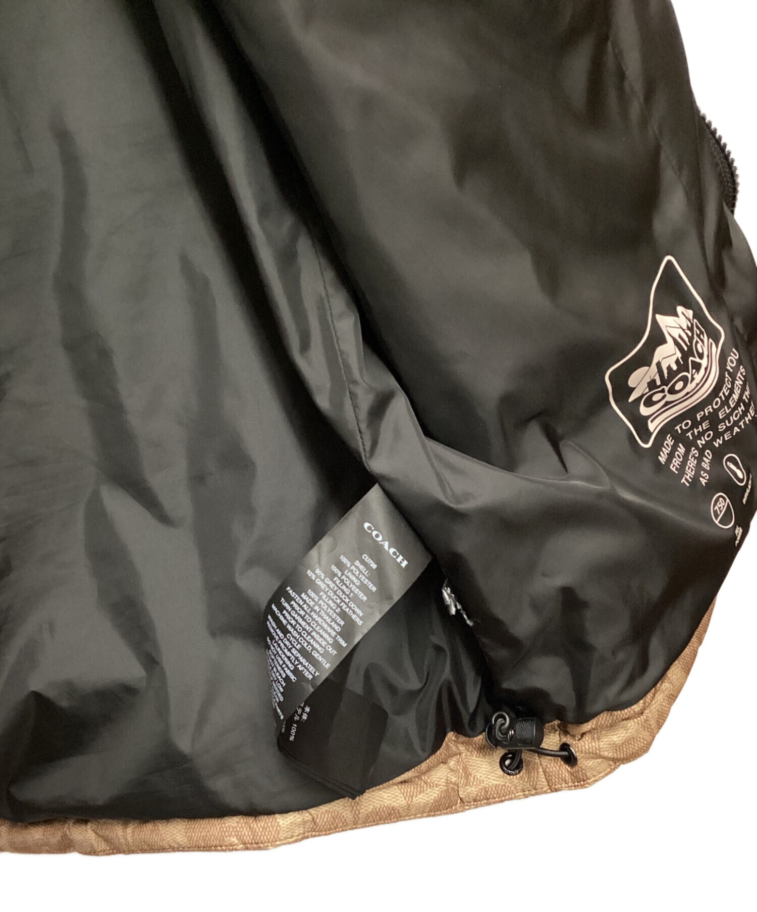 中古・古着通販】COACH (コーチ) ダウンジャケット ベージュ×ブラック 