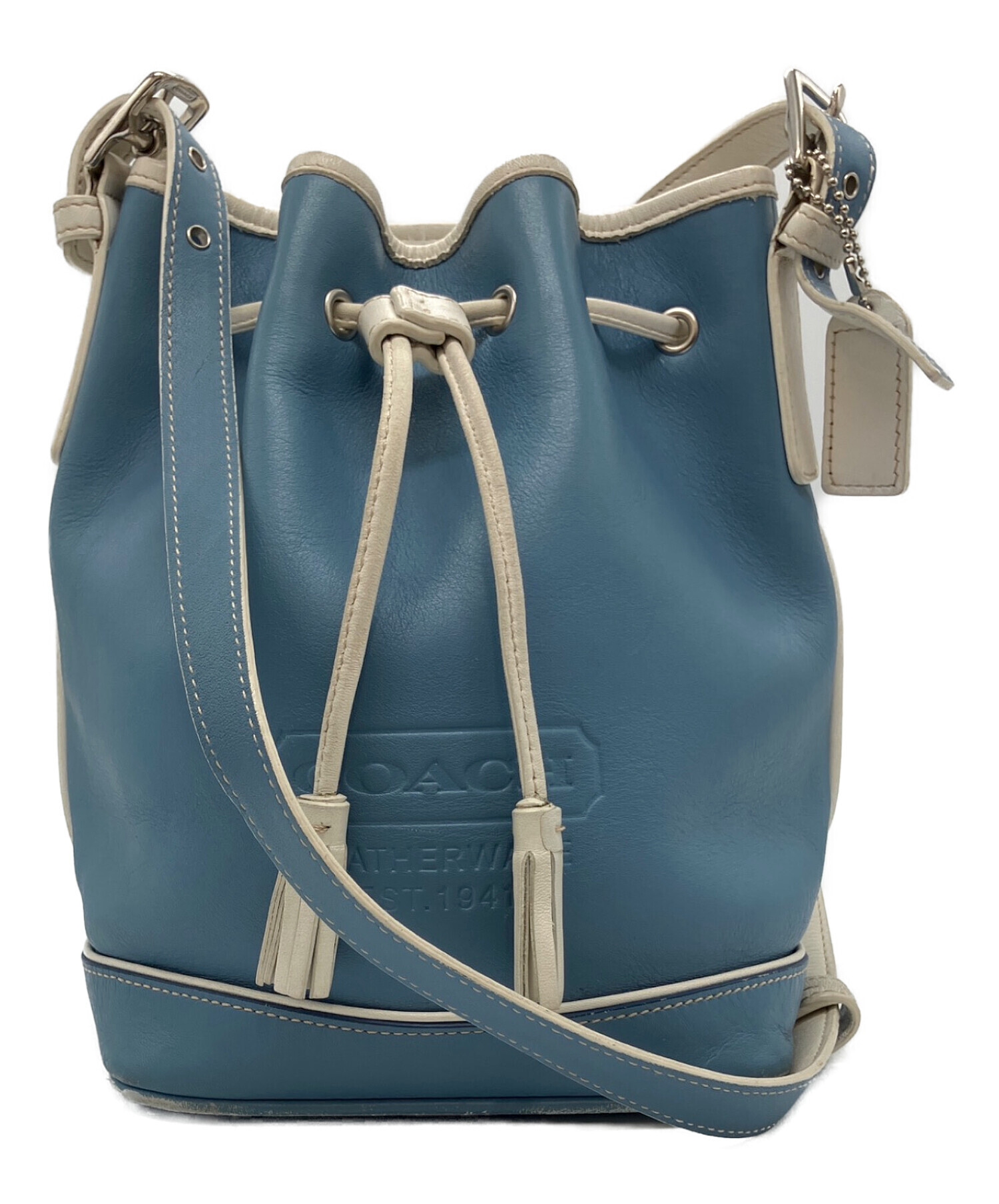 <新品・未使用> coach 2wayハンドバッグ・ショルダーバッグ・巾着 中古・古着通販】COACH (コーチ) 巾着ショルダーバッグ スカイブルー