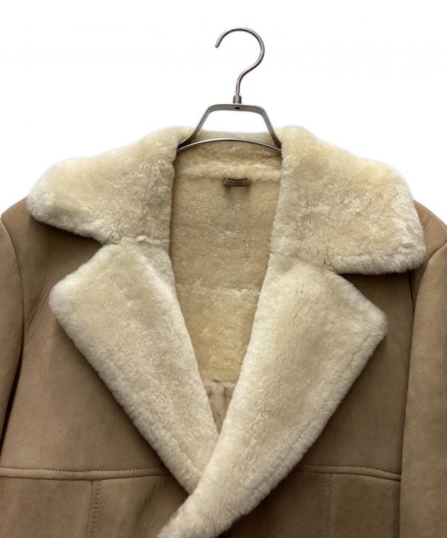 カンタベリー ムートンコート ロング丈 ダブルボタン オープンカラー ベージュ 中古・古着通販】Canterbury (カンタベリー) ムートンジャケット