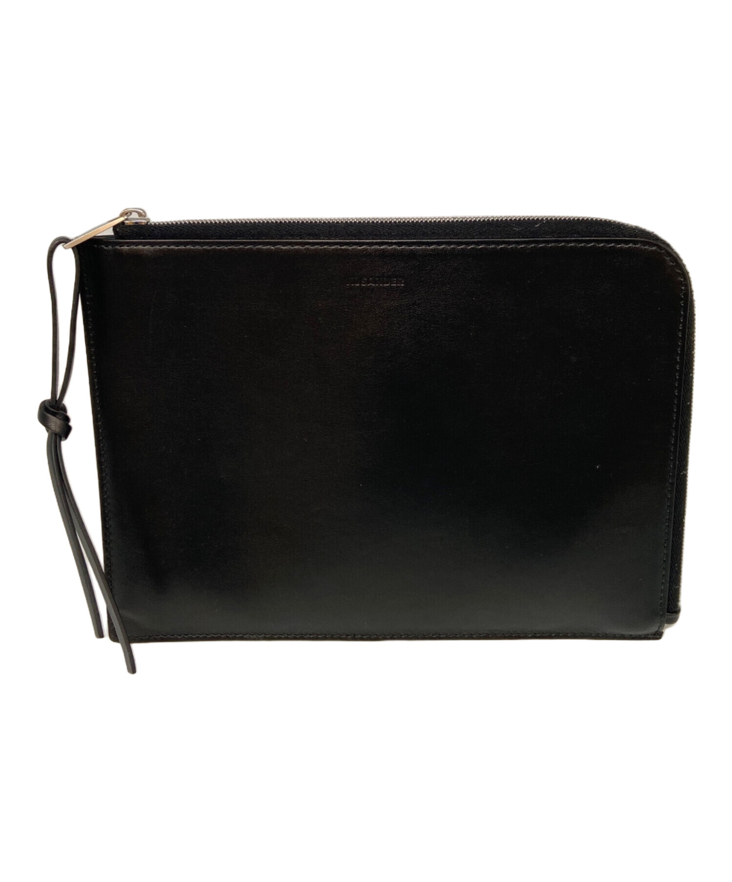 ジルサンダー レザートライアングルバッグ クラッチバッグ ブラック 中古・古着通販】JIL SANDER (ジルサンダー) クラッチバッグ ブラック